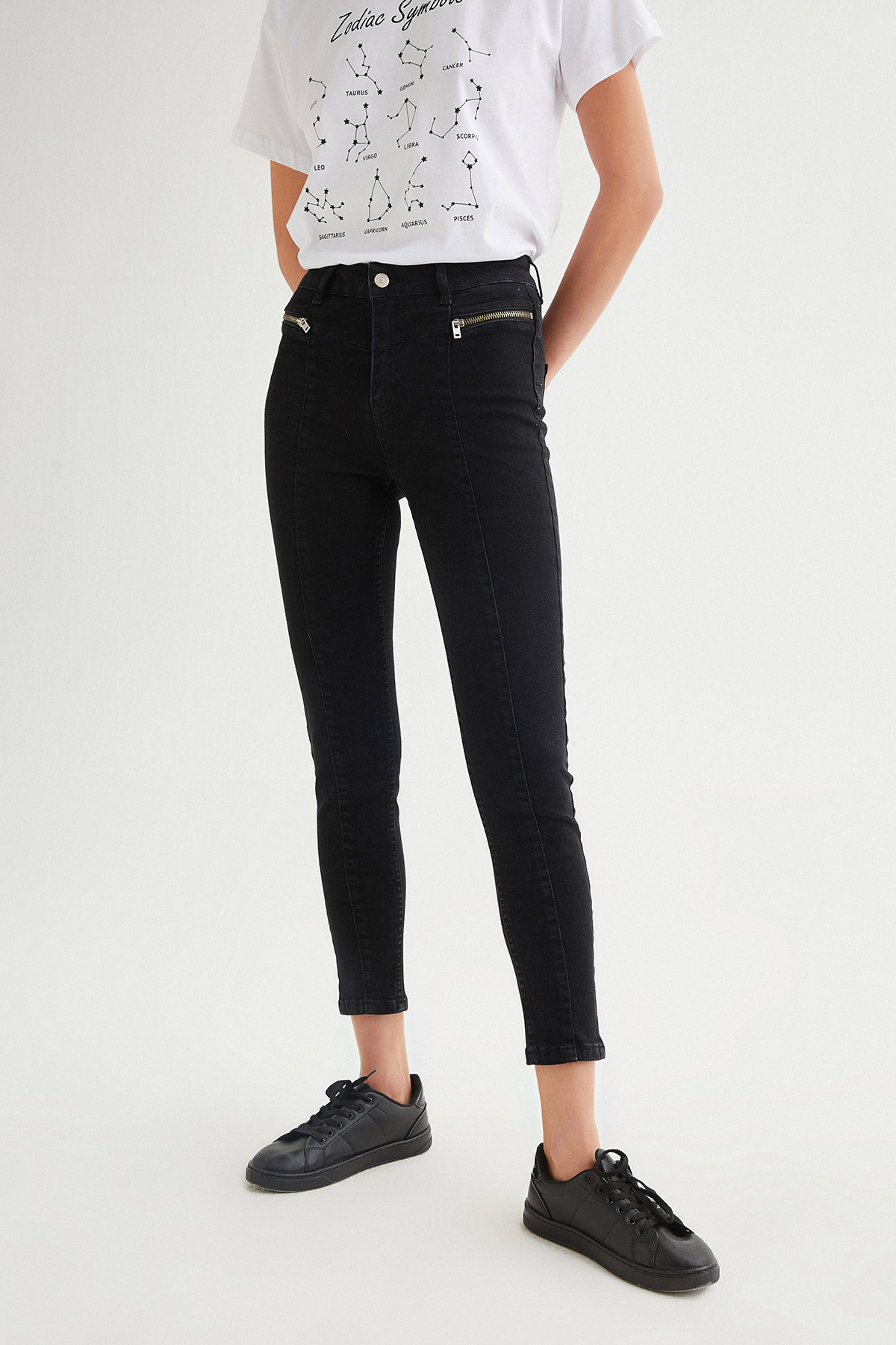 Yüksek Bel Fermuar Detaylı Likralı Skinny Jean | Açelya Okçu 