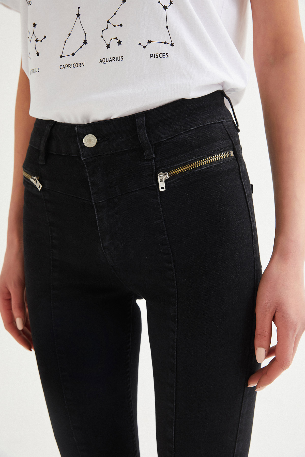 Yüksek Bel Fermuar Detaylı Likralı Skinny Jean | Açelya Okçu 
