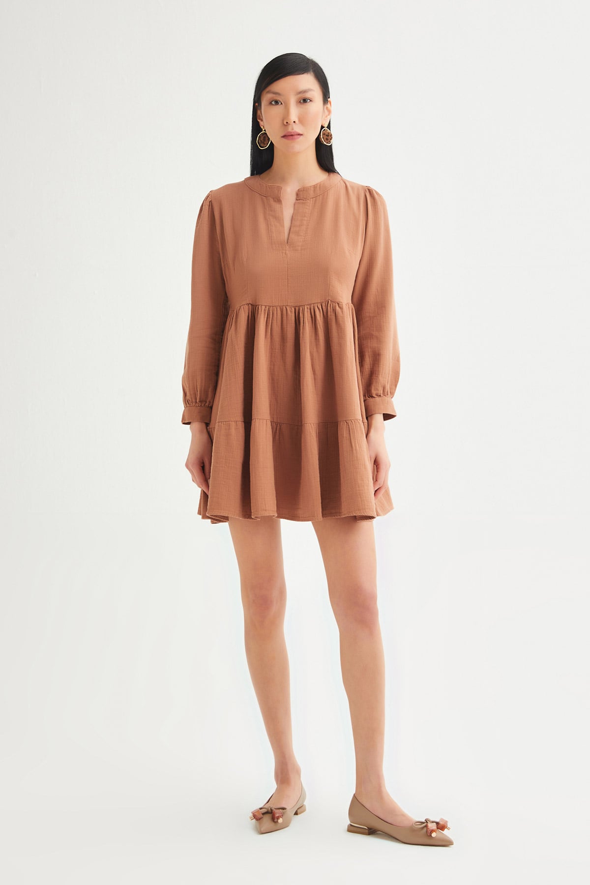 Oversize Katlı Keten Elbise |  