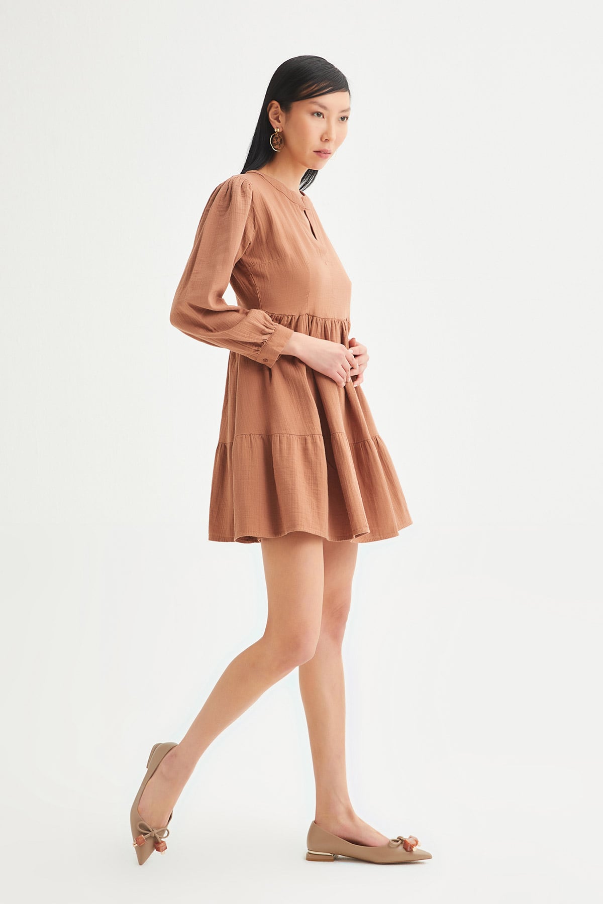 Oversize Katlı Keten Elbise |  