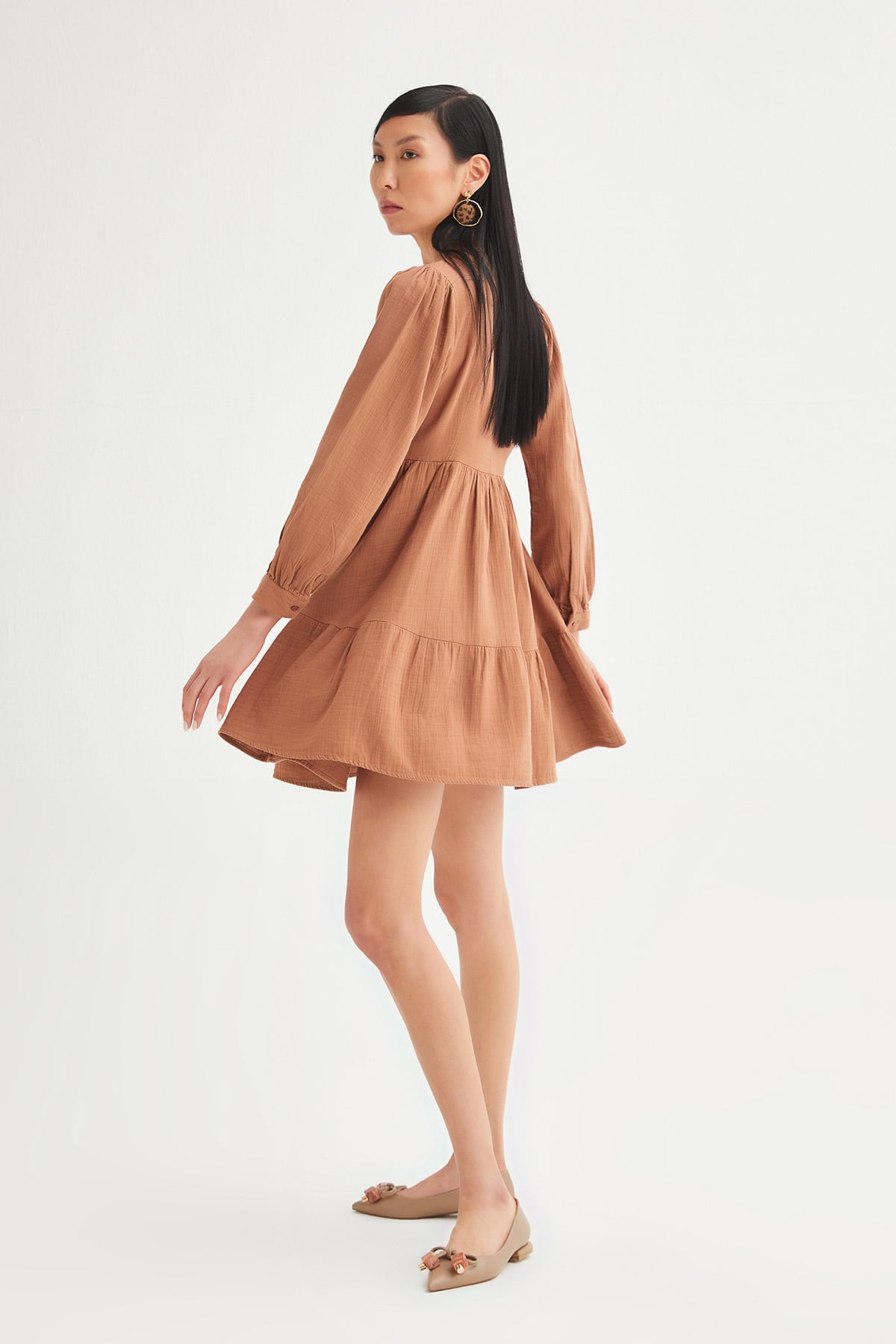 Oversize Katlı Keten Elbise |  