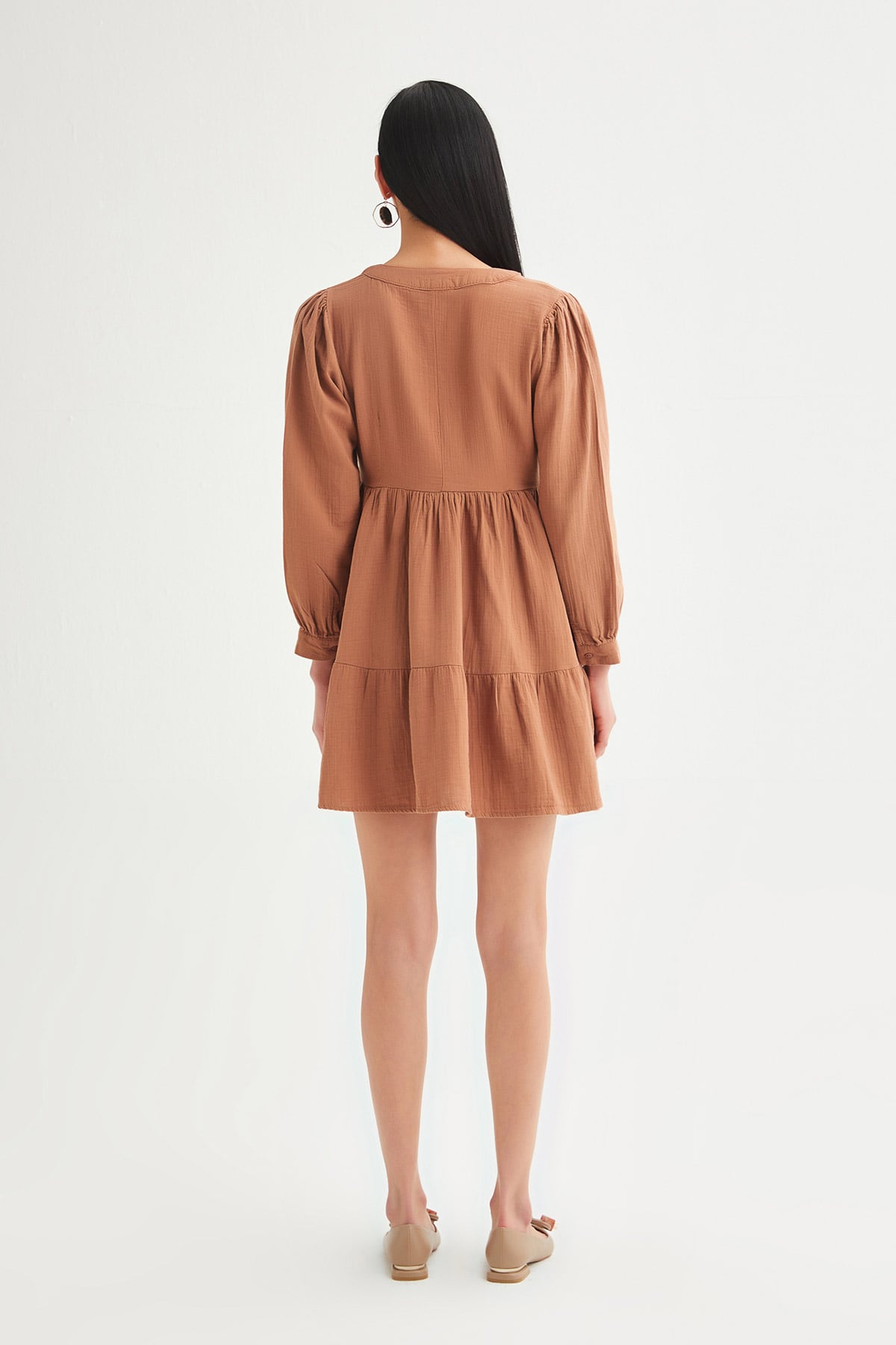 Oversize Katlı Keten Elbise |  