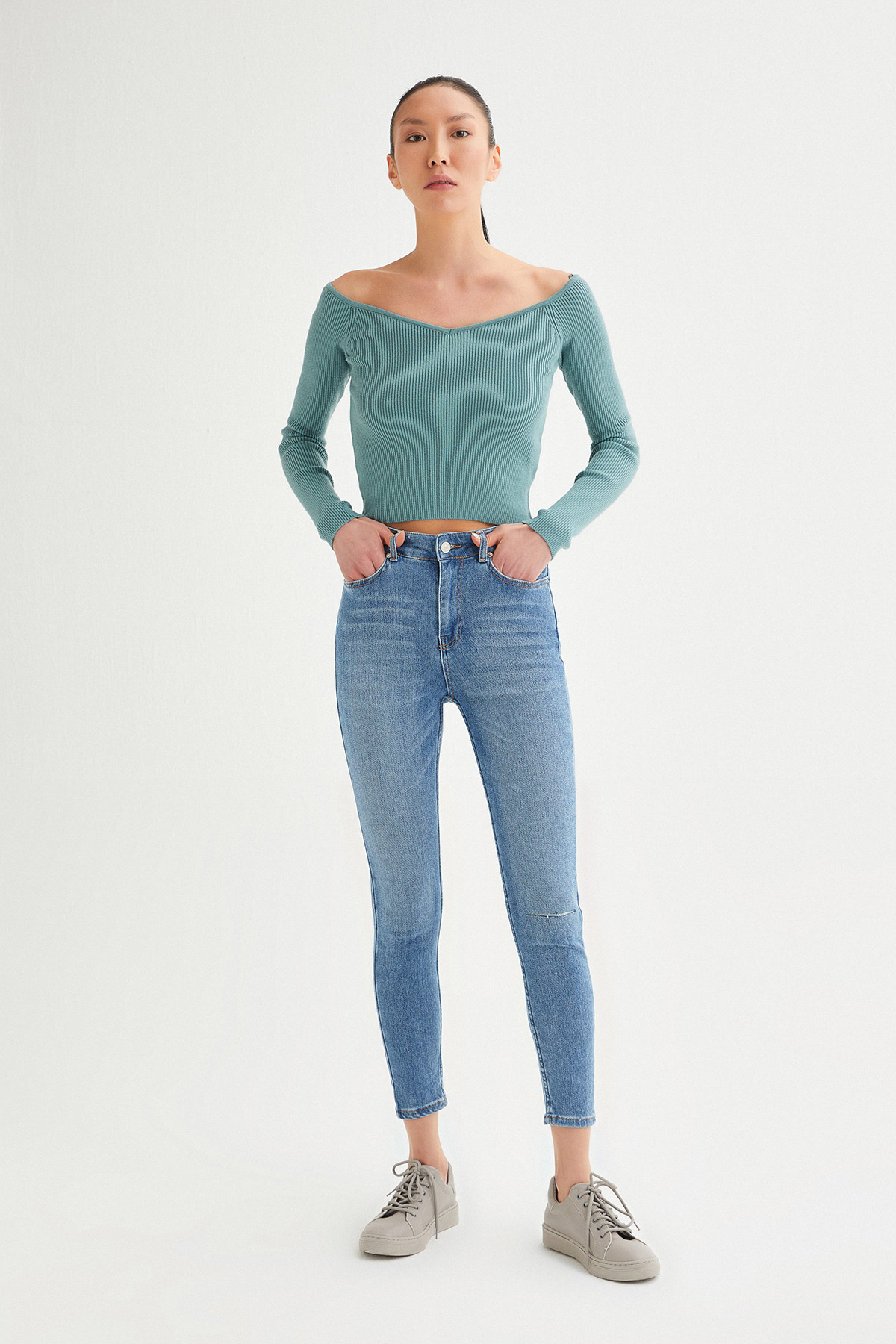 Full Likra Dizi Kesik Skinny Jean | Açelya Okçu 