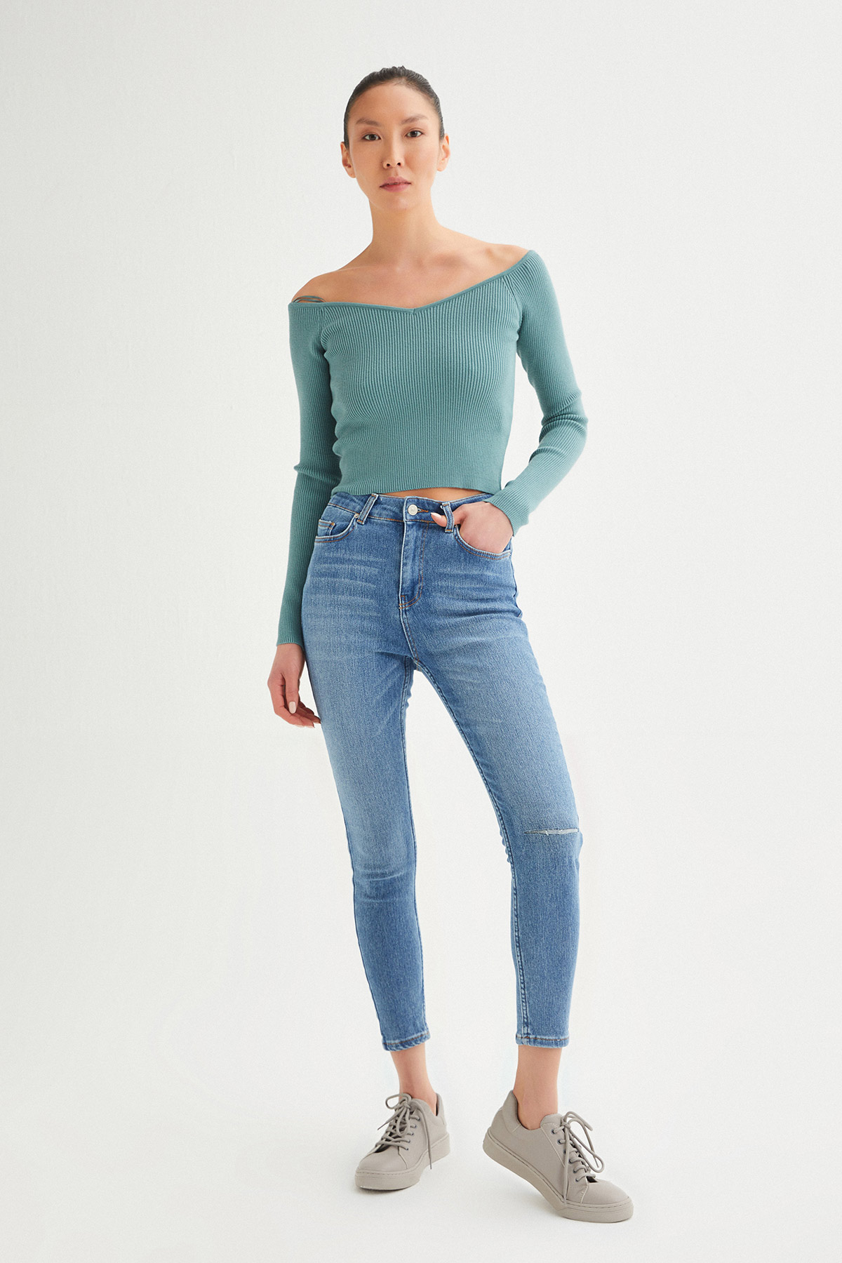 Full Likra Dizi Kesik Skinny Jean | Açelya Okçu 