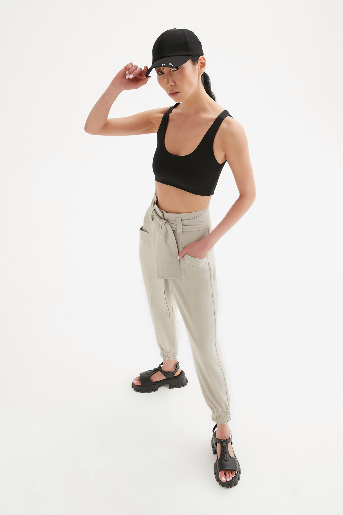 Yüksek Bel Kuşaklı Jogger Pantolon | Açelya Okçu 