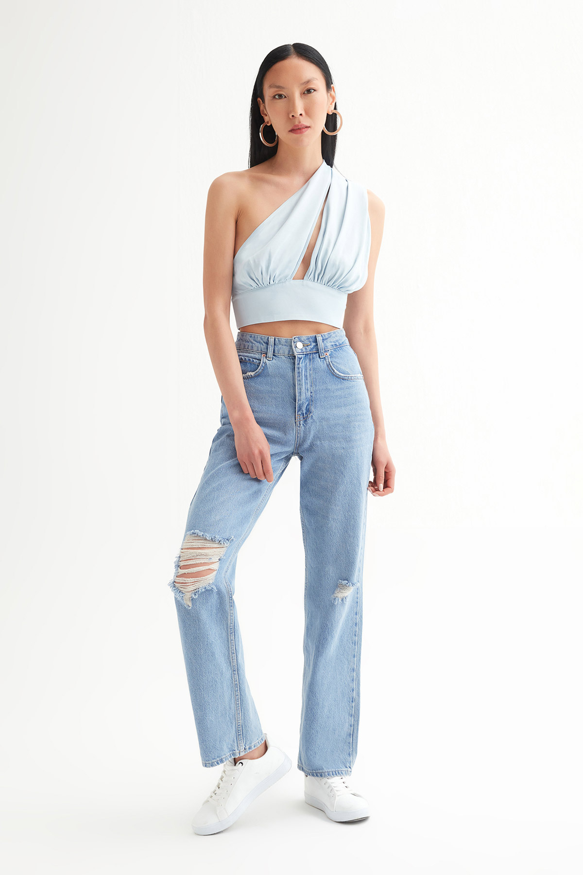 Liyosel Düğmeli Crop Bluz | Açelya Okçu 