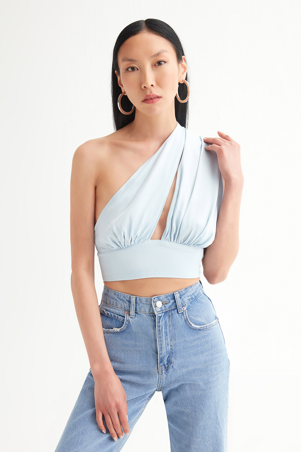 Liyosel Düğmeli Crop Bluz | Açelya Okçu 