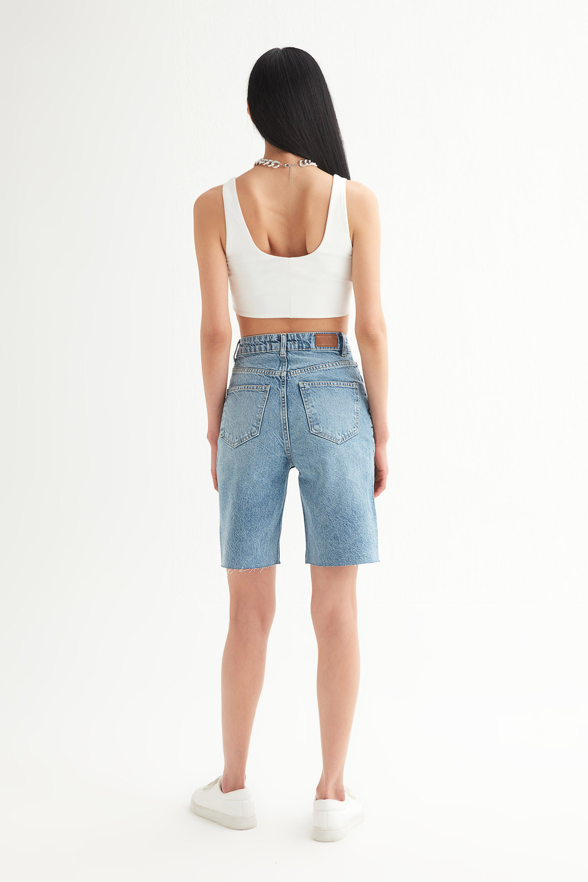 Premium Isola Yüksek Bel Maksi Denim Şort | Açelya Okçu 