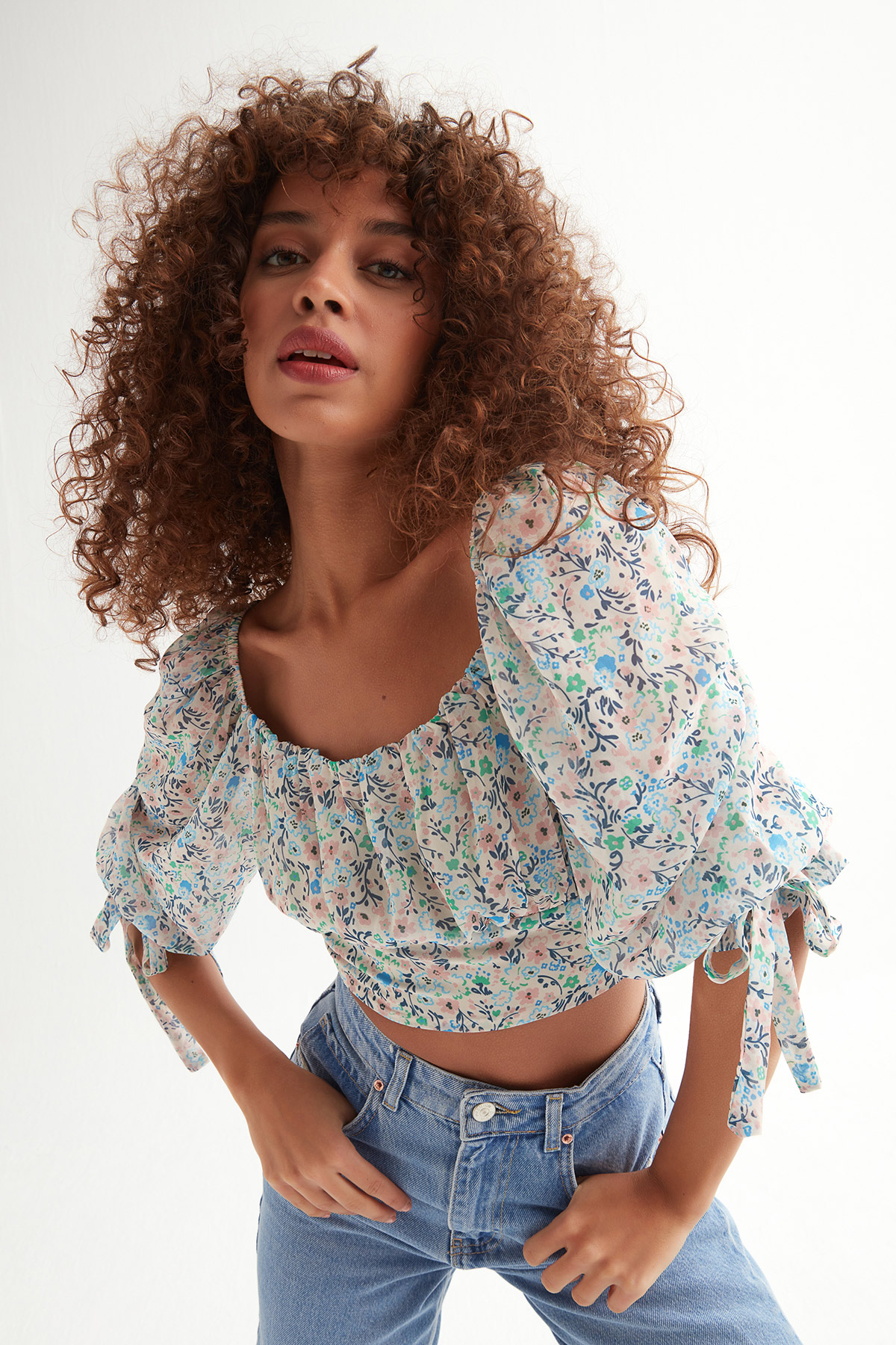 Gipeli Crop Şifon Bluz | Açelya Okçu 