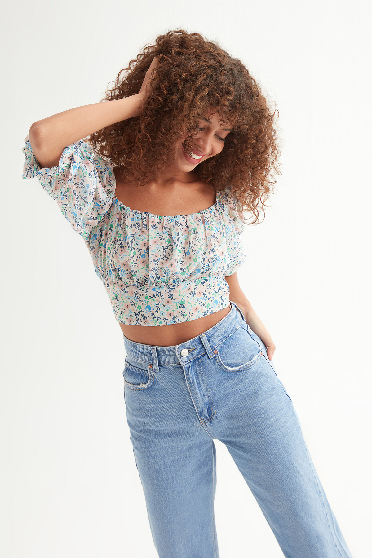 Gipeli Crop Şifon Bluz | Açelya Okçu 