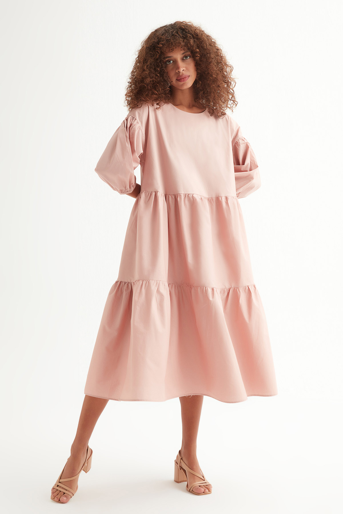 Oversize Coton Katlı Elbise | Açelya Okçu 