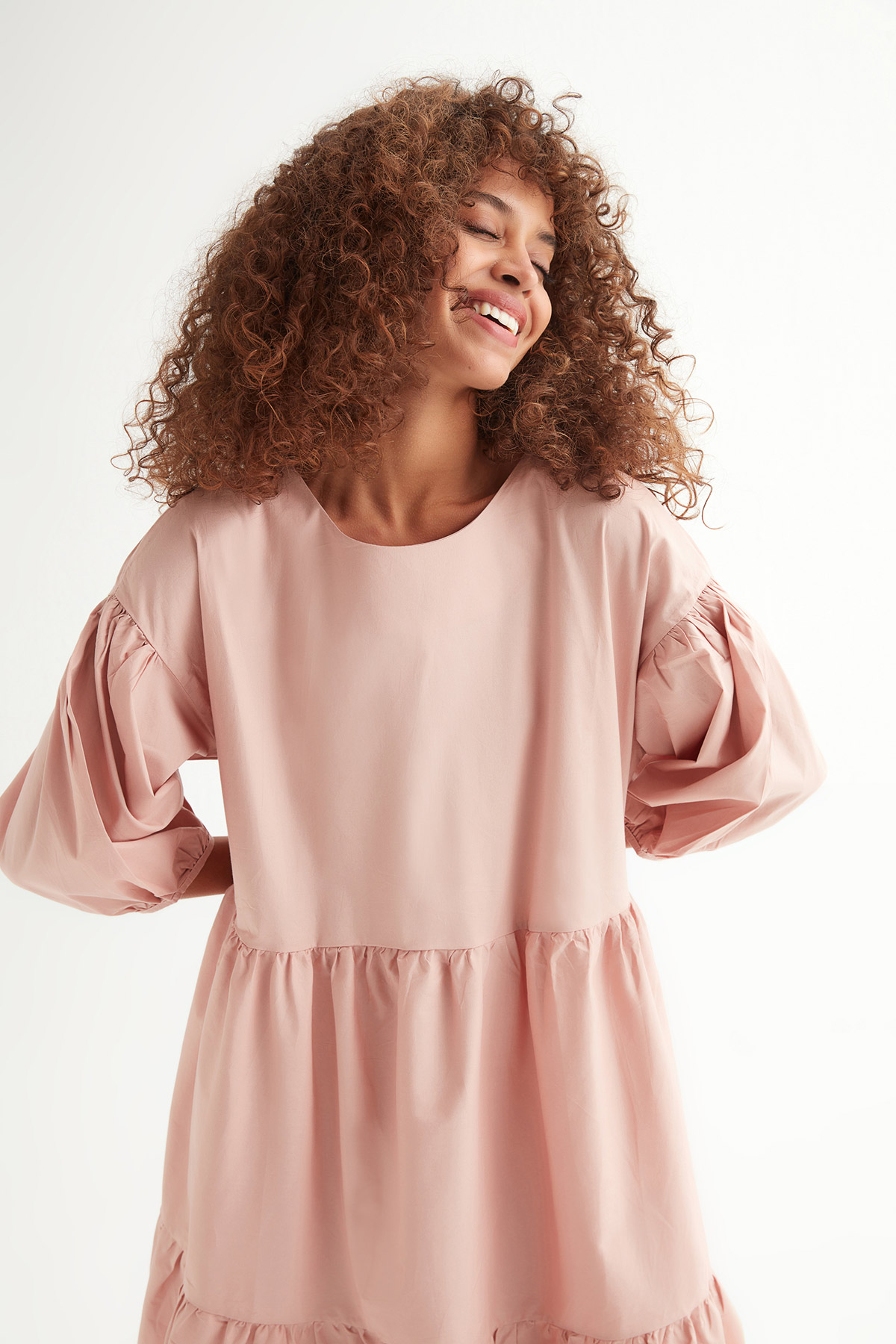 Oversize Coton Katlı Elbise | Açelya Okçu 
