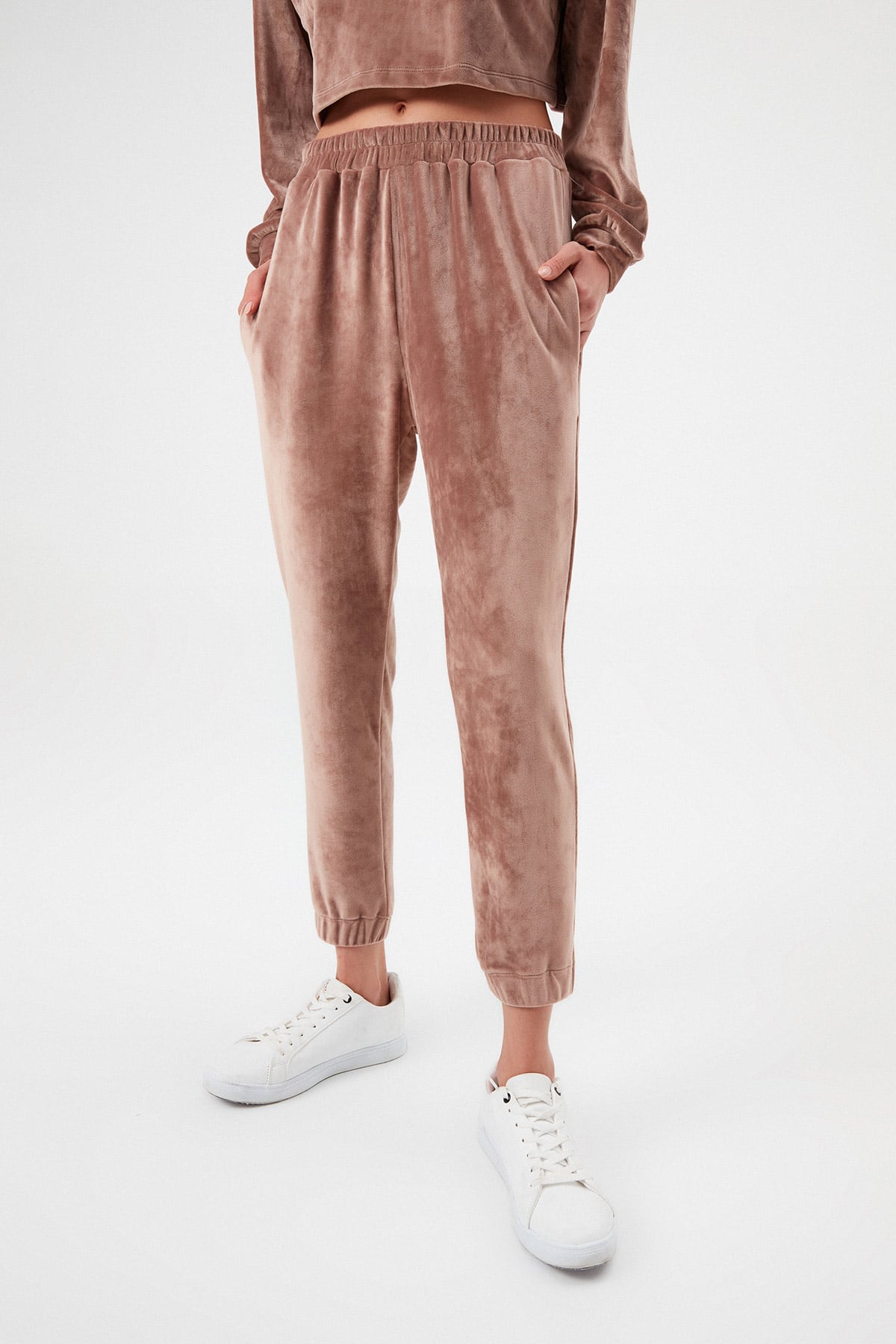 Crop Bluzlu Jogger Kadife Eşofman Takım |  
