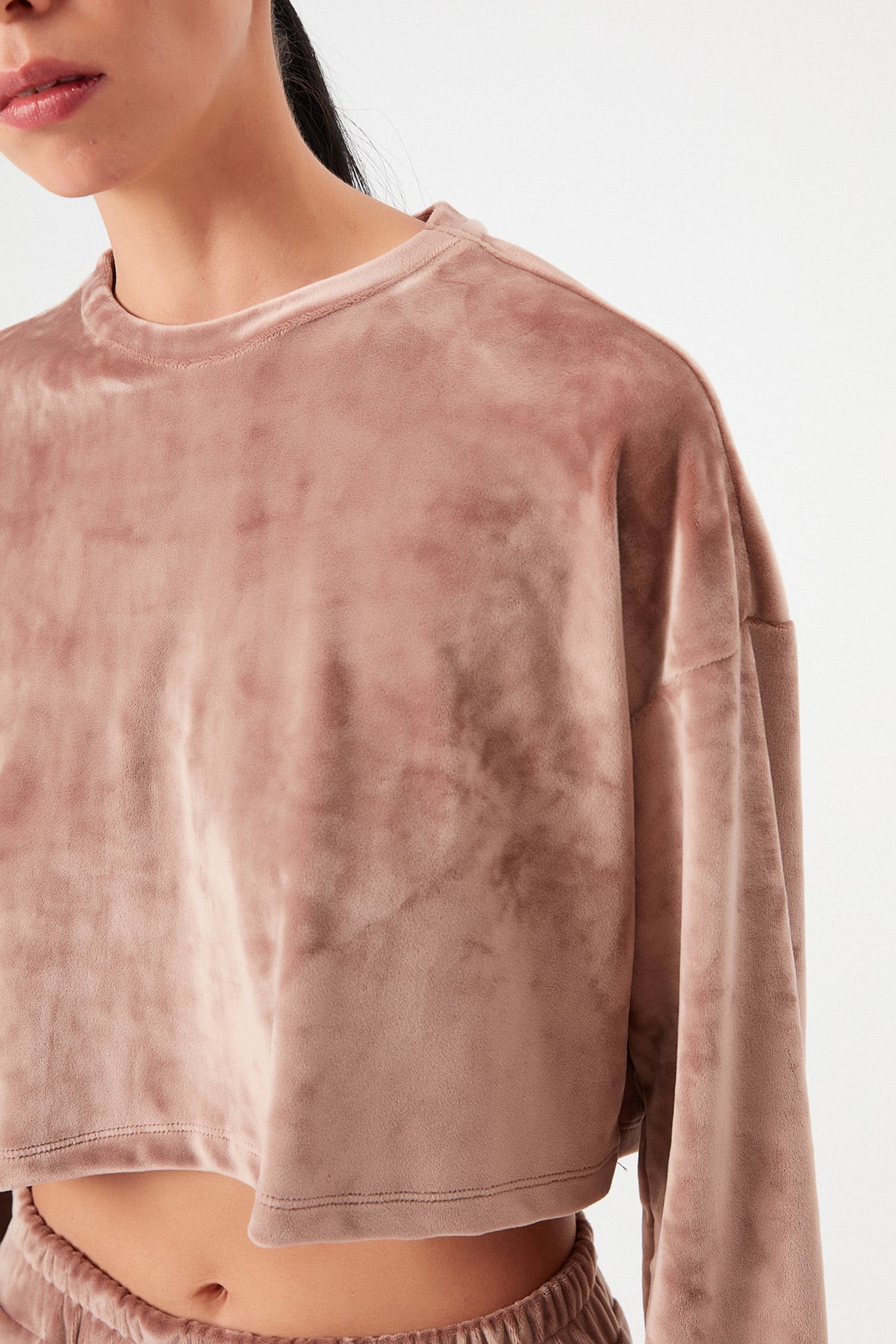 Crop Bluzlu Jogger Kadife Eşofman Takım |  
