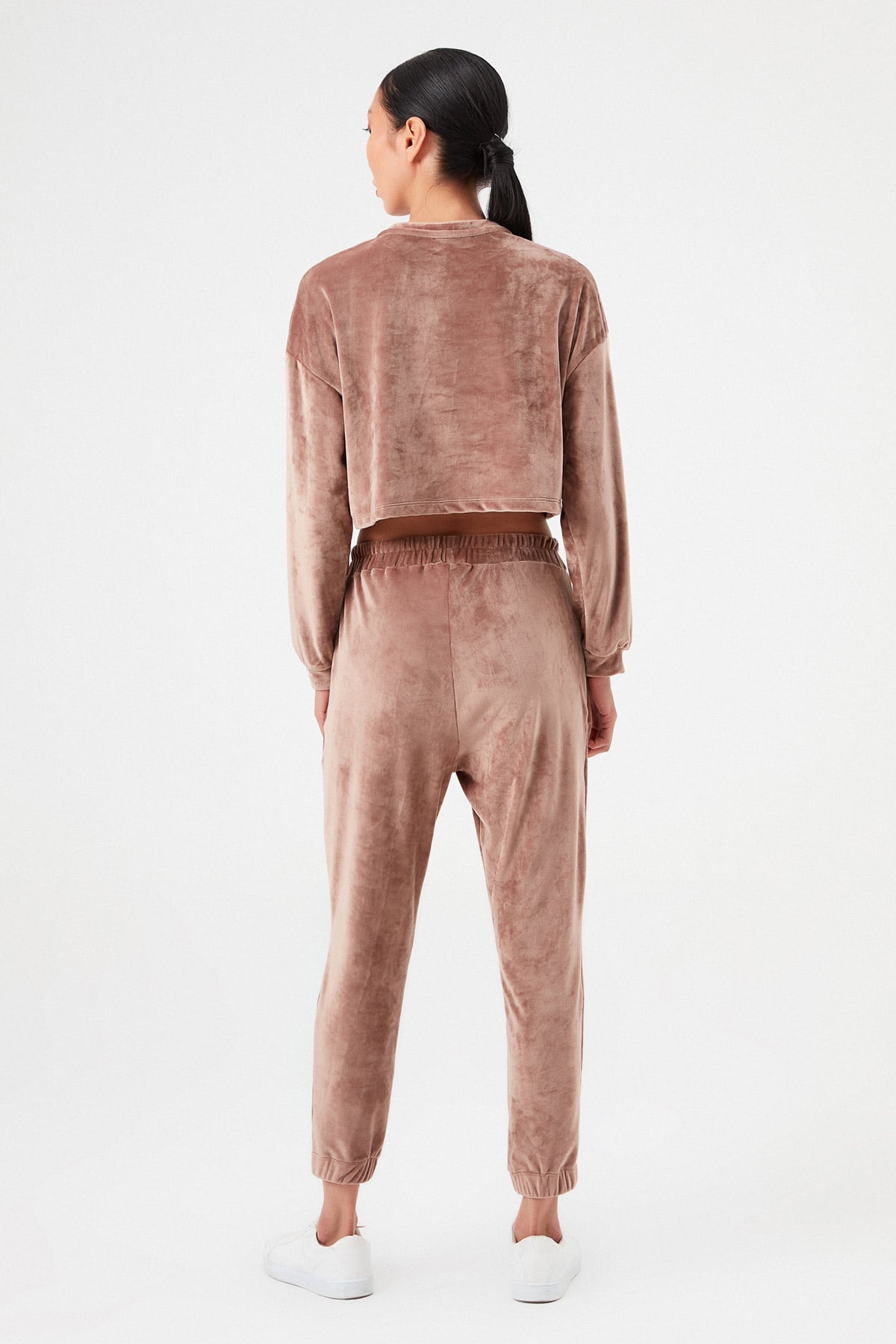 Crop Bluzlu Jogger Kadife Eşofman Takım |  