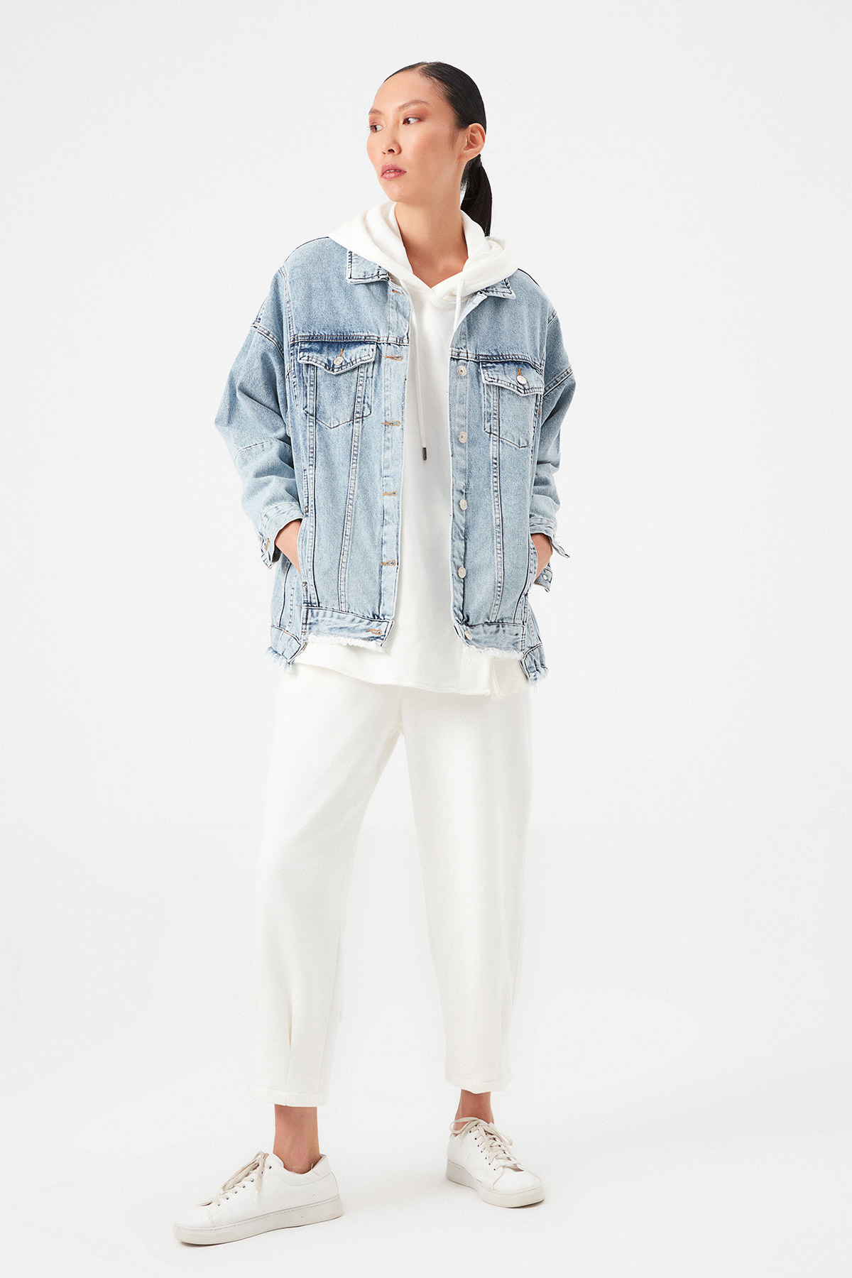 Oversize Asimetrik Kesim Kot Ceket | Açelya Okçu 