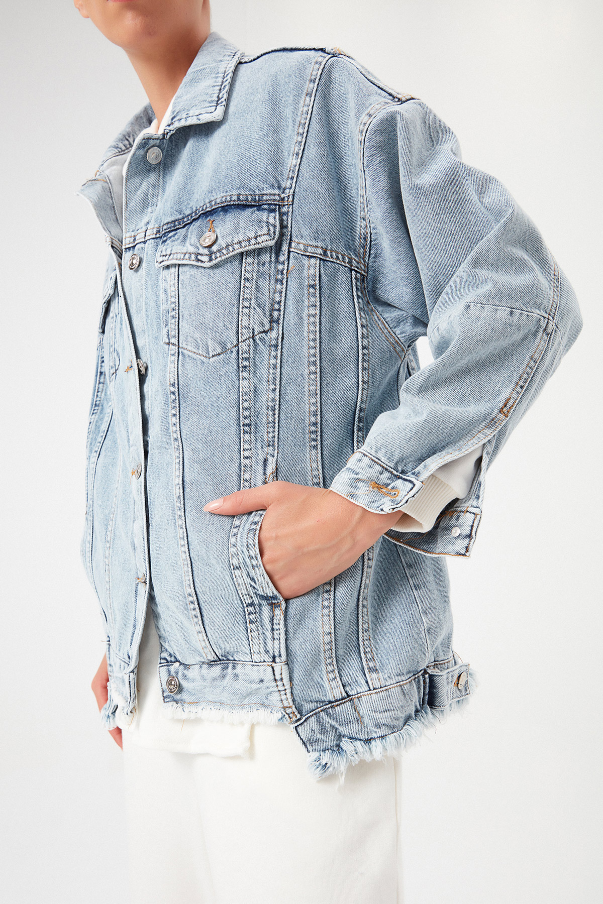 Oversize Asimetrik Kesim Kot Ceket | Açelya Okçu 