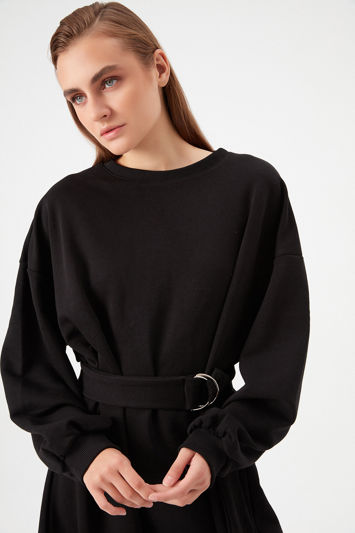 Oversize Kemerli Sweat Elbise | Açelya Okçu 