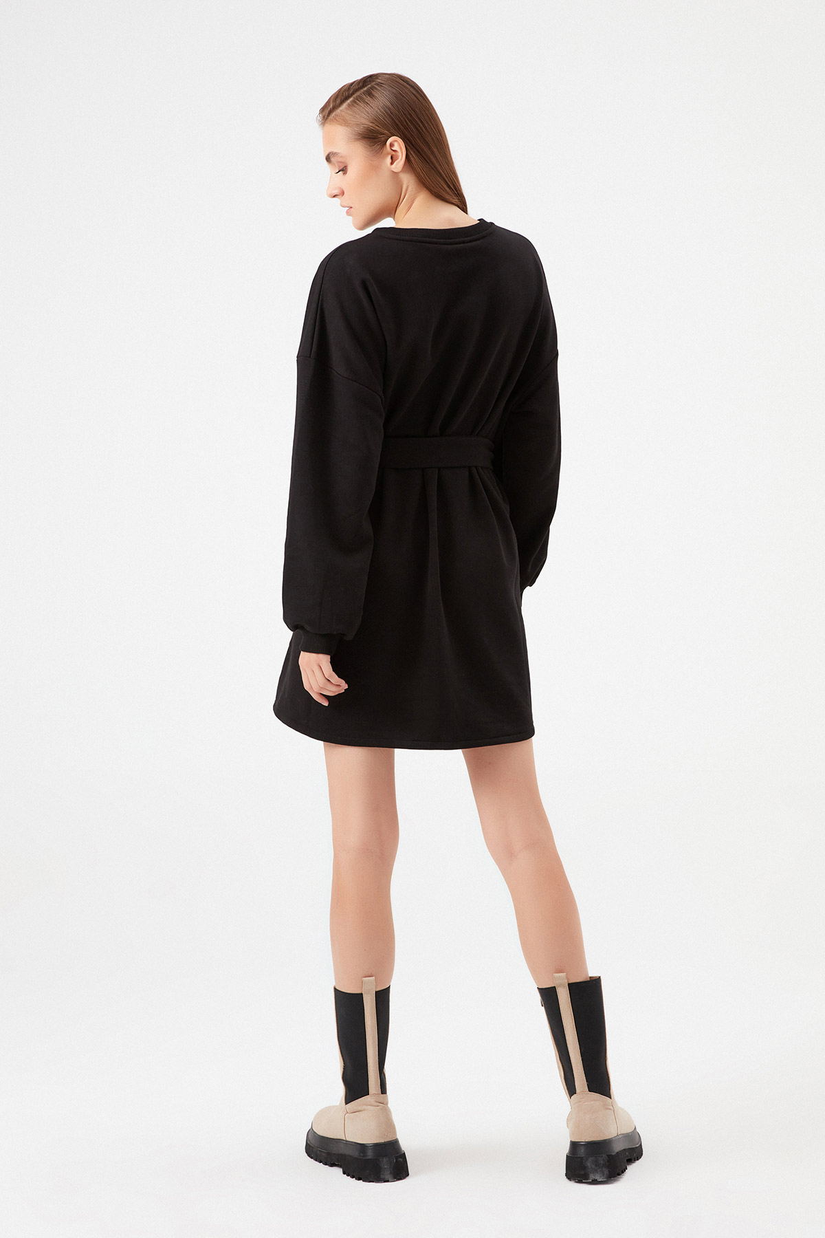 Oversize Kemerli Sweat Elbise | Açelya Okçu 