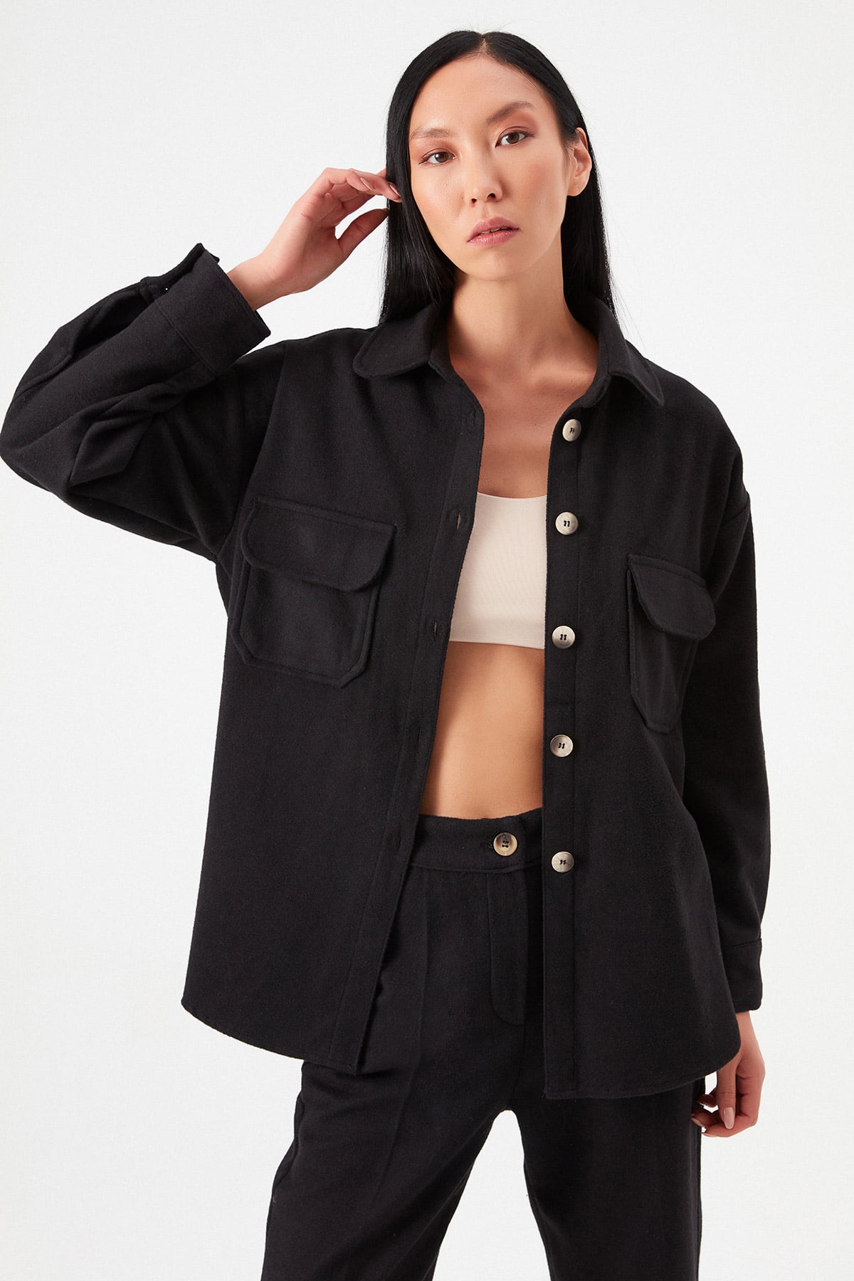 Oversize Cepli Kaşe Gömlek |  