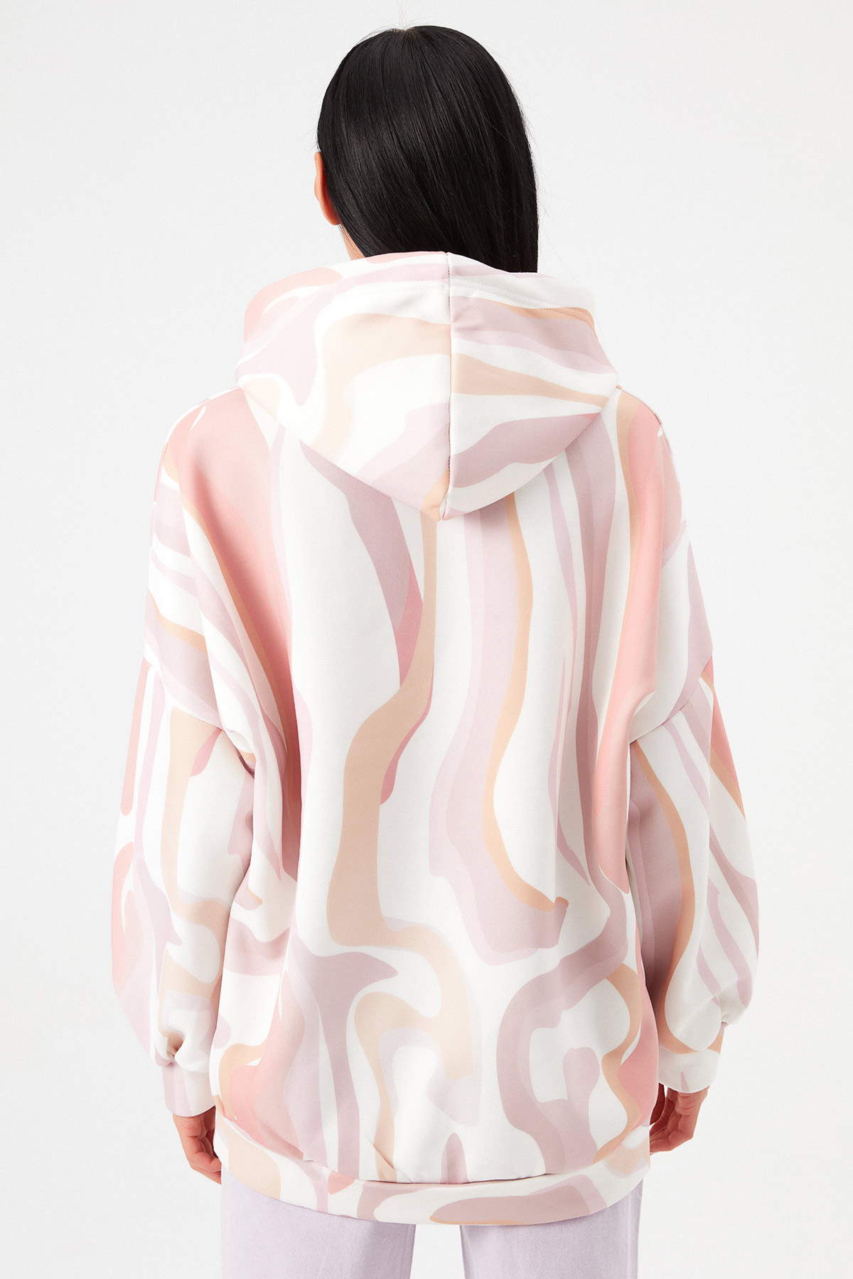 Oversize Geometrik Desen Şardonlu Sweatshirt | Açelya Okçu 