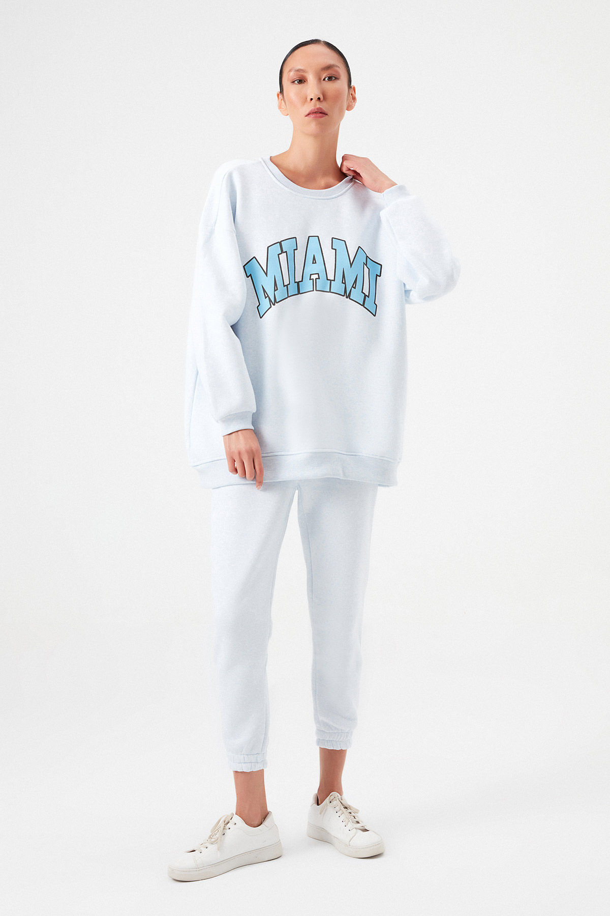 Oversize Miami Baskılı Sweatshirt |  