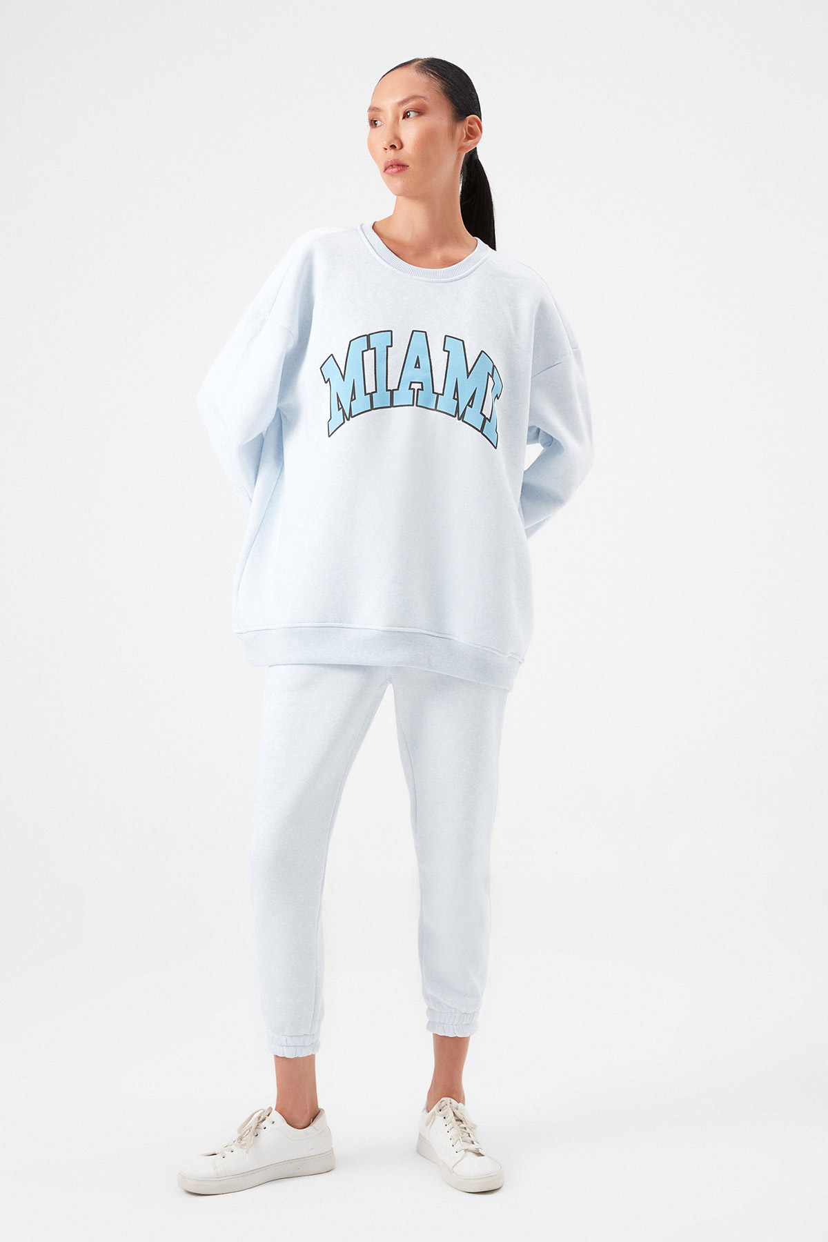 Oversize Miami Baskılı Sweatshirt |  