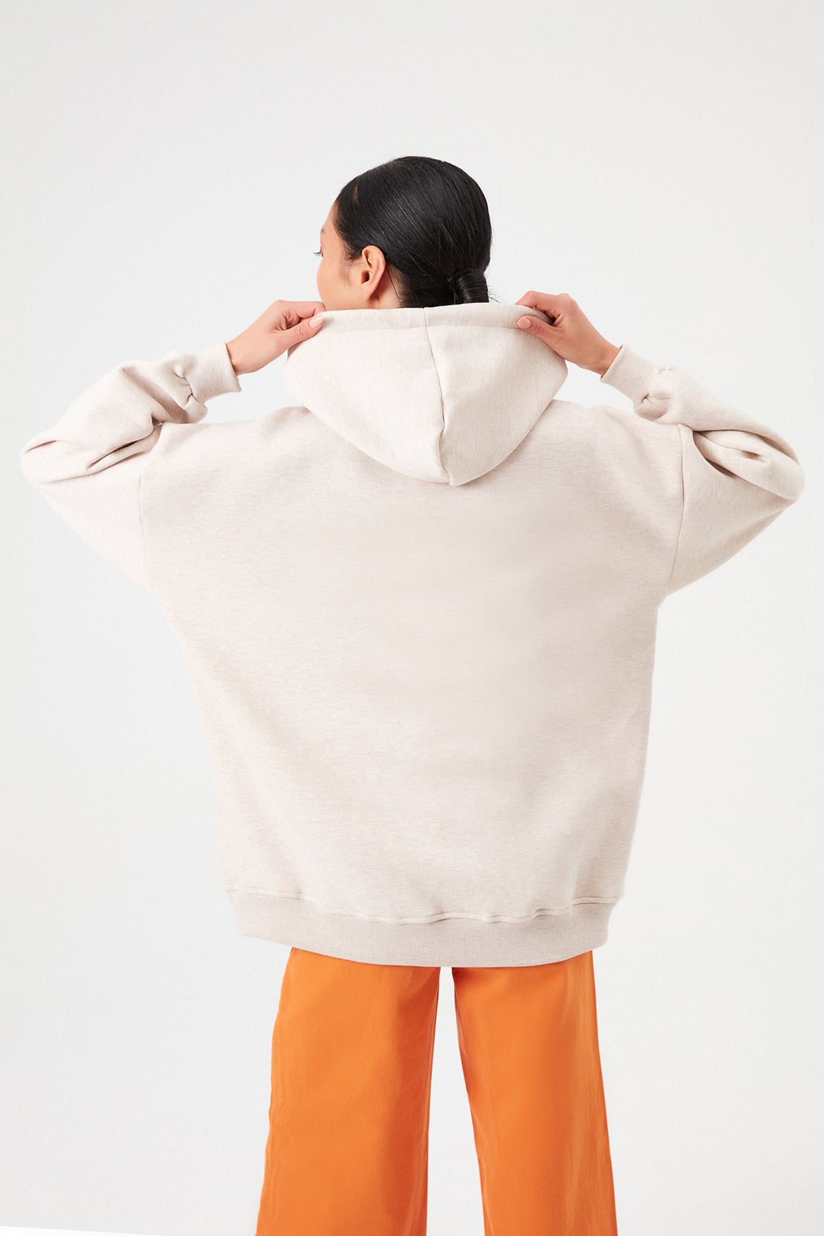 Oversize Kapüşonlu New York Baskılı Sweartshirt |  