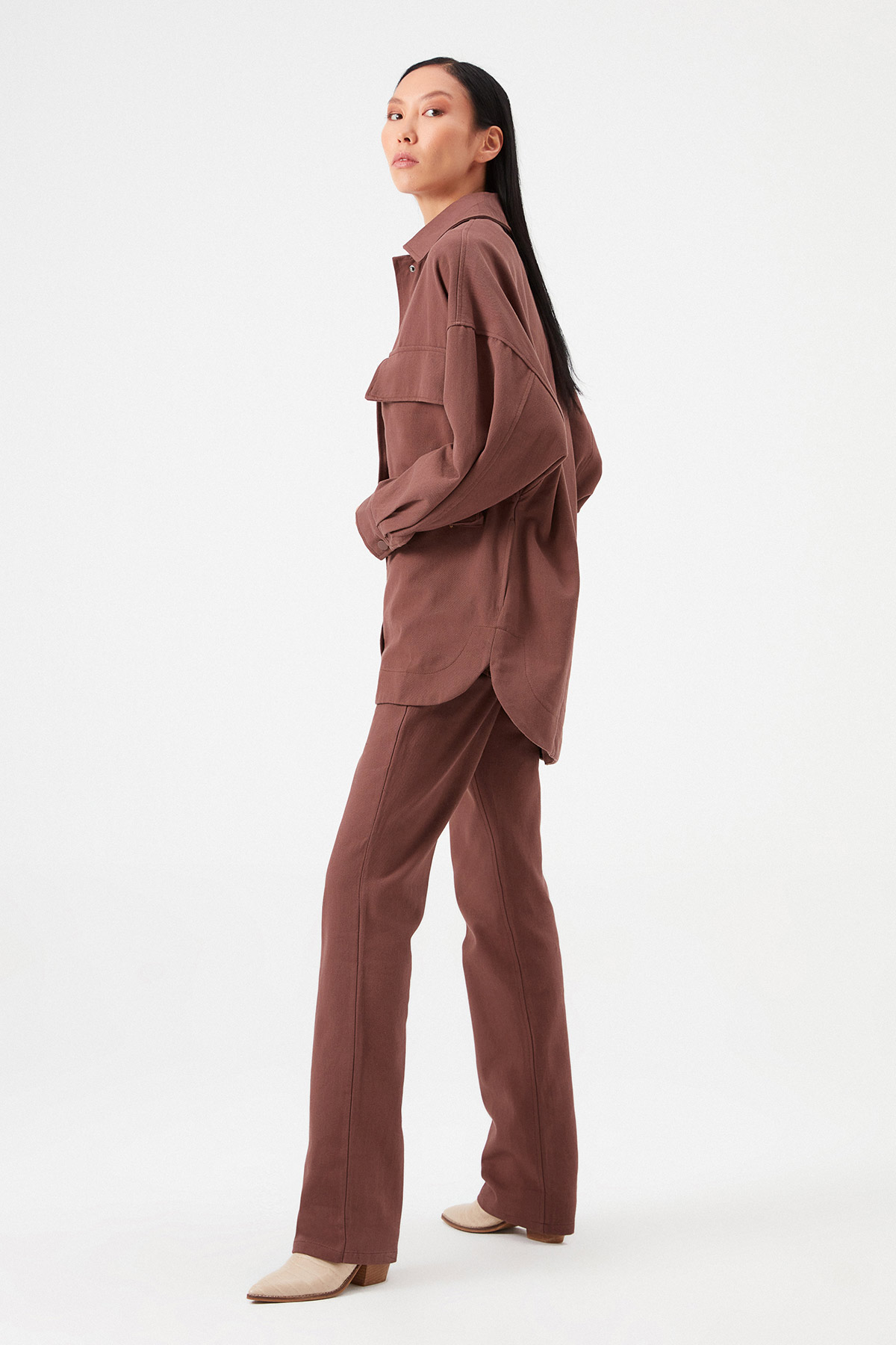 Oversize Gabardin Çıtçıtlı Takım | Açelya Okçu 