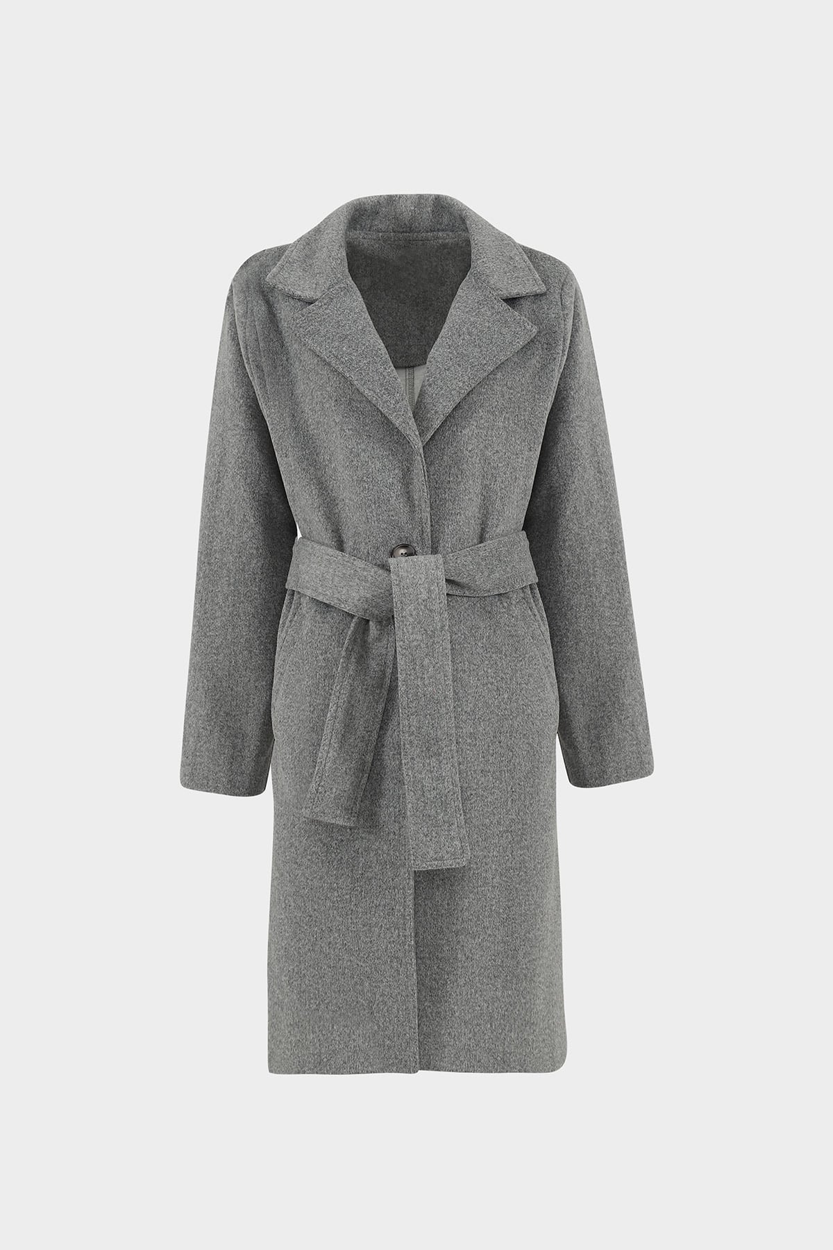 Oversize Kemerli Kaşe Kaban |  