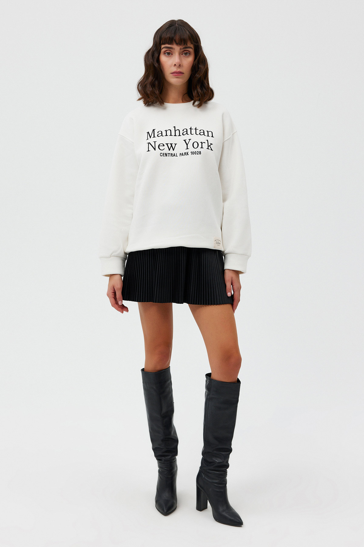 MANHATTAN Sloganlı Bisiklet Yaka Şardonlu Sweatshirt  | Açelya Okçu 