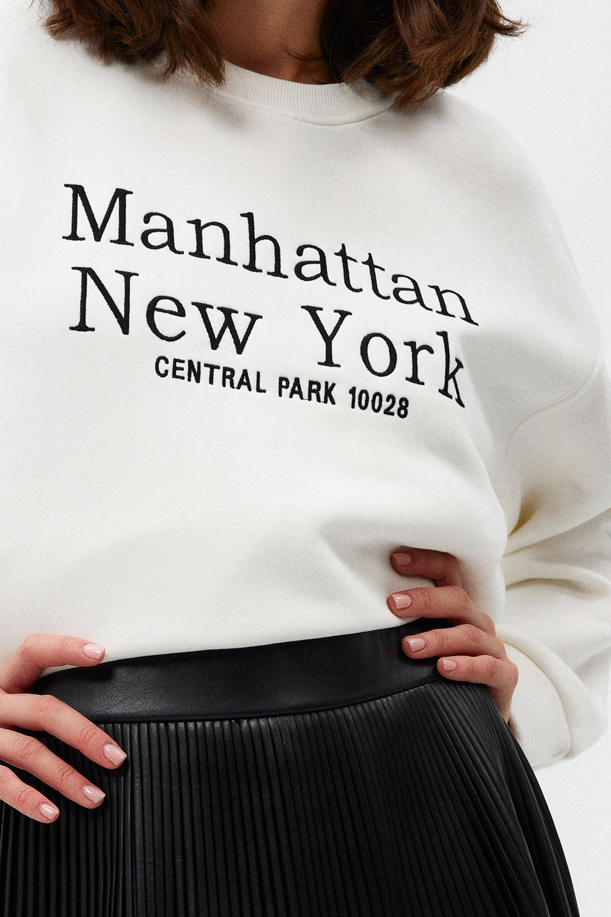 MANHATTAN Sloganlı Bisiklet Yaka Şardonlu Sweatshirt  | Açelya Okçu 