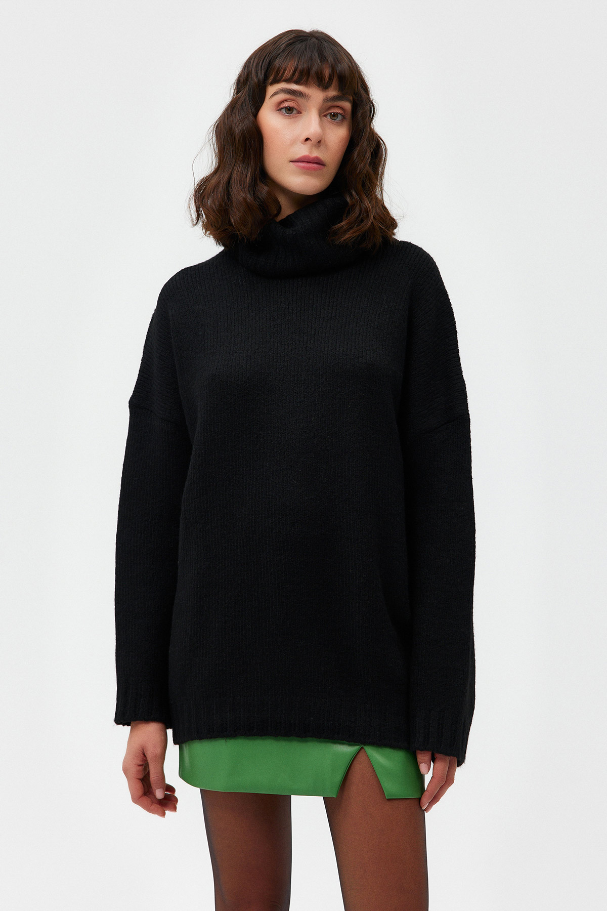 Oversize Balıkçı Yaka Triko Kazak | Açelya Okçu 