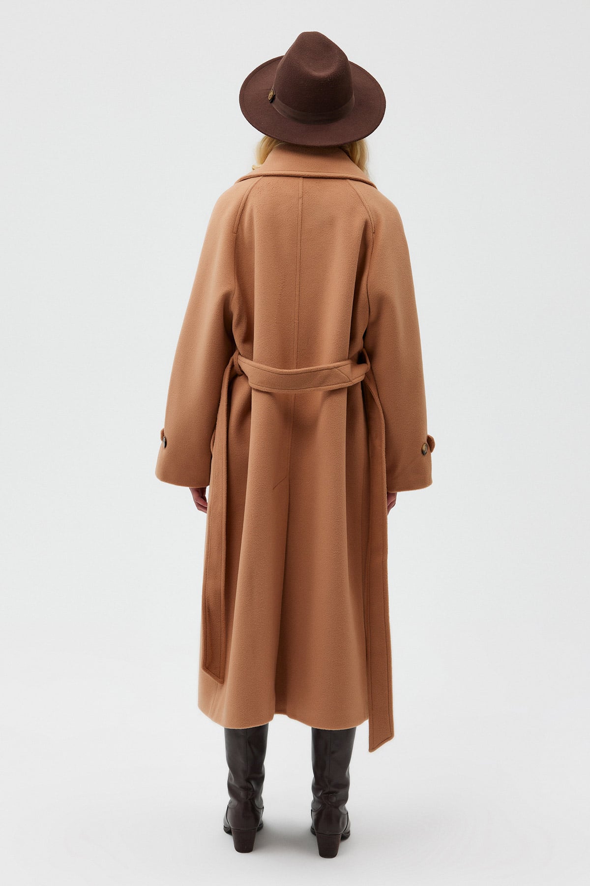 Oversize Premium Reglan Kol Geniş Kesim Kadın Yün Kaban | Açelya Okçu 