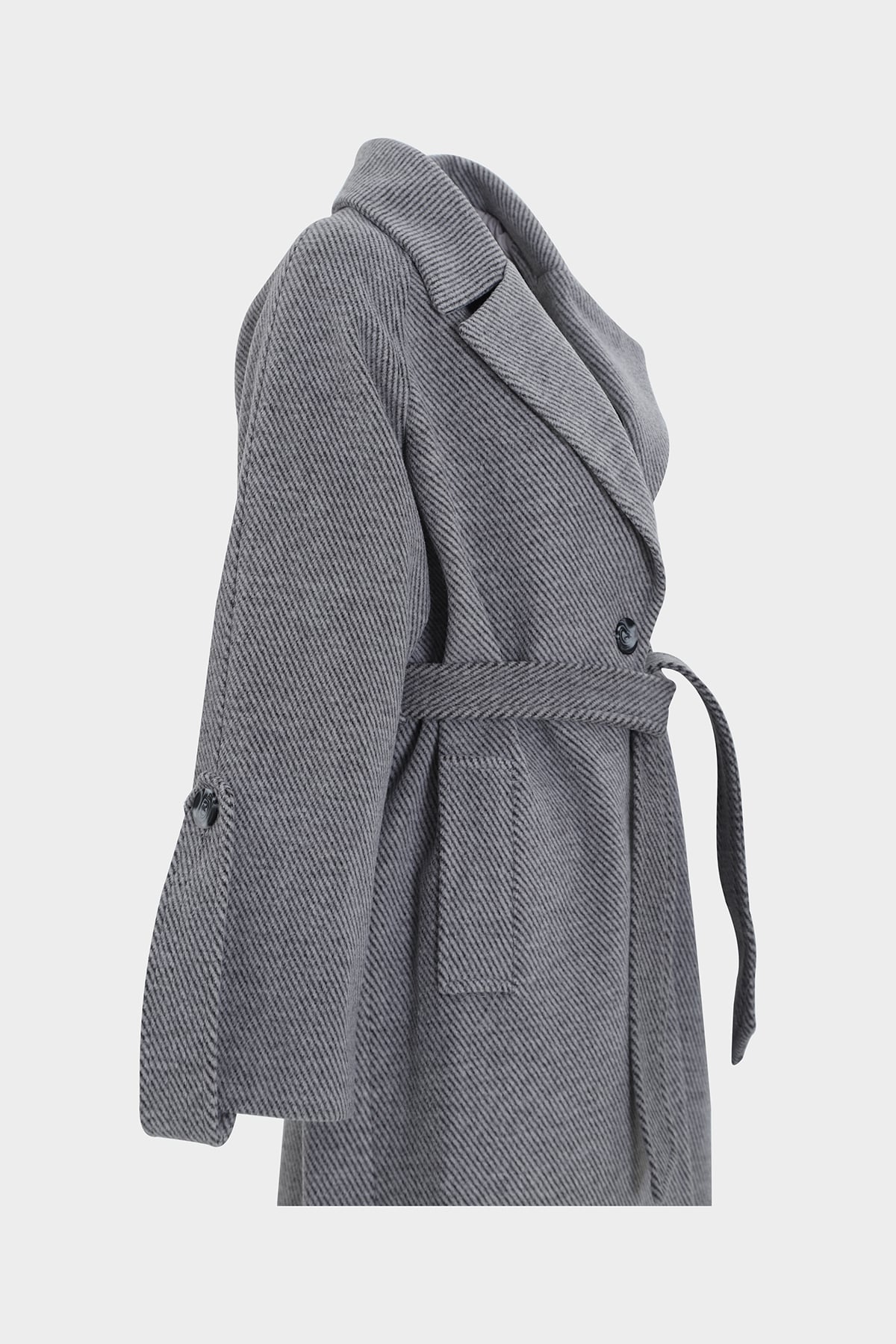 Oversize Reglan Kol Geniş Yaka Balık Sırtı Premium Yün Kaban | Açelya Okçu 