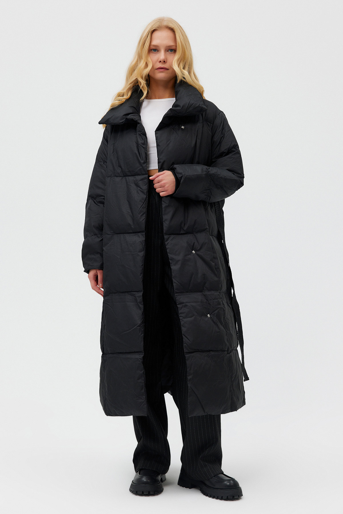 Oversize Premium Dolum Uzun Şişme Mont | Açelya Okçu 