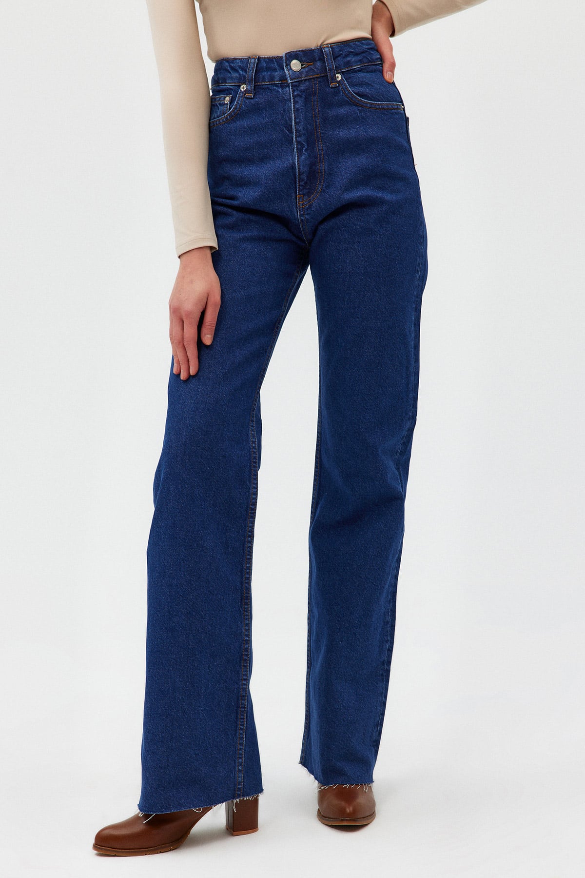 Yüksek Bel Mavi Wide Leg Jeans Pantolon | Açelya Okçu 