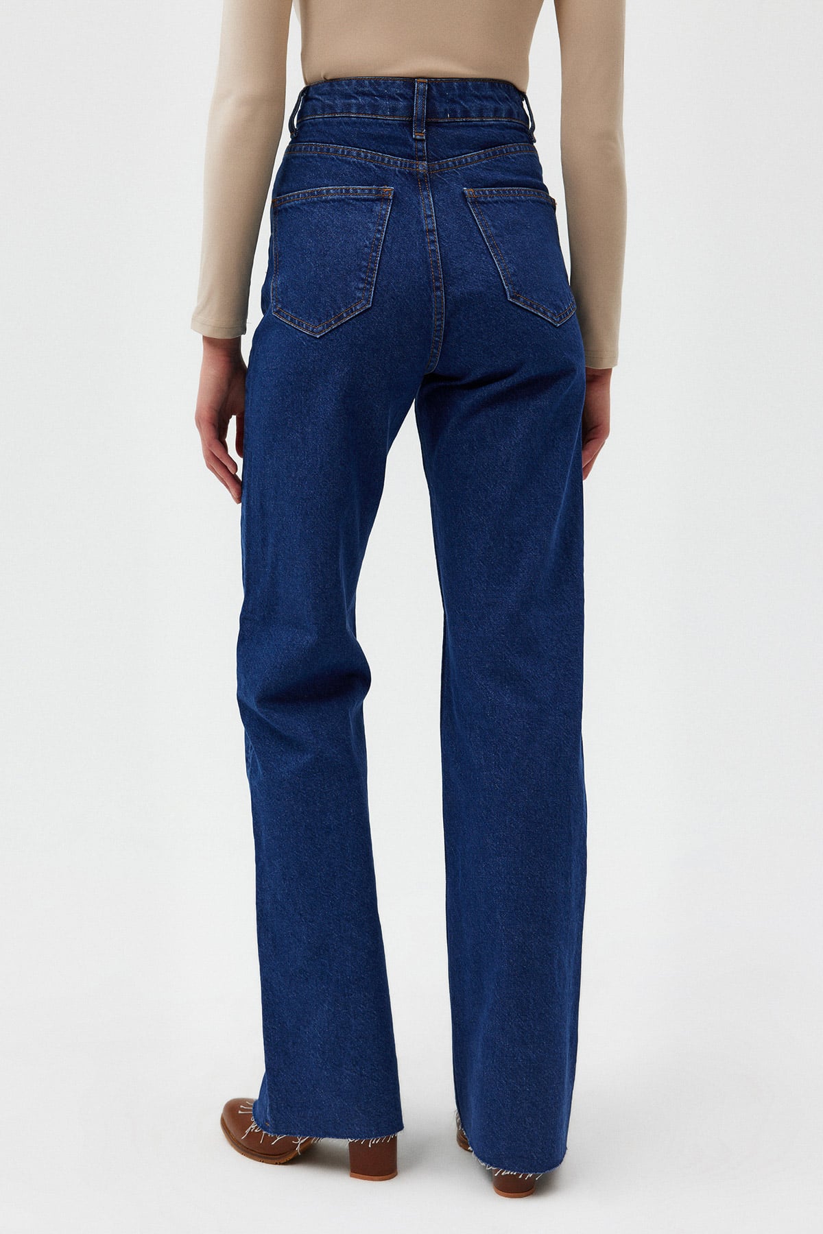 Yüksek Bel Mavi Wide Leg Jeans Pantolon | Açelya Okçu 