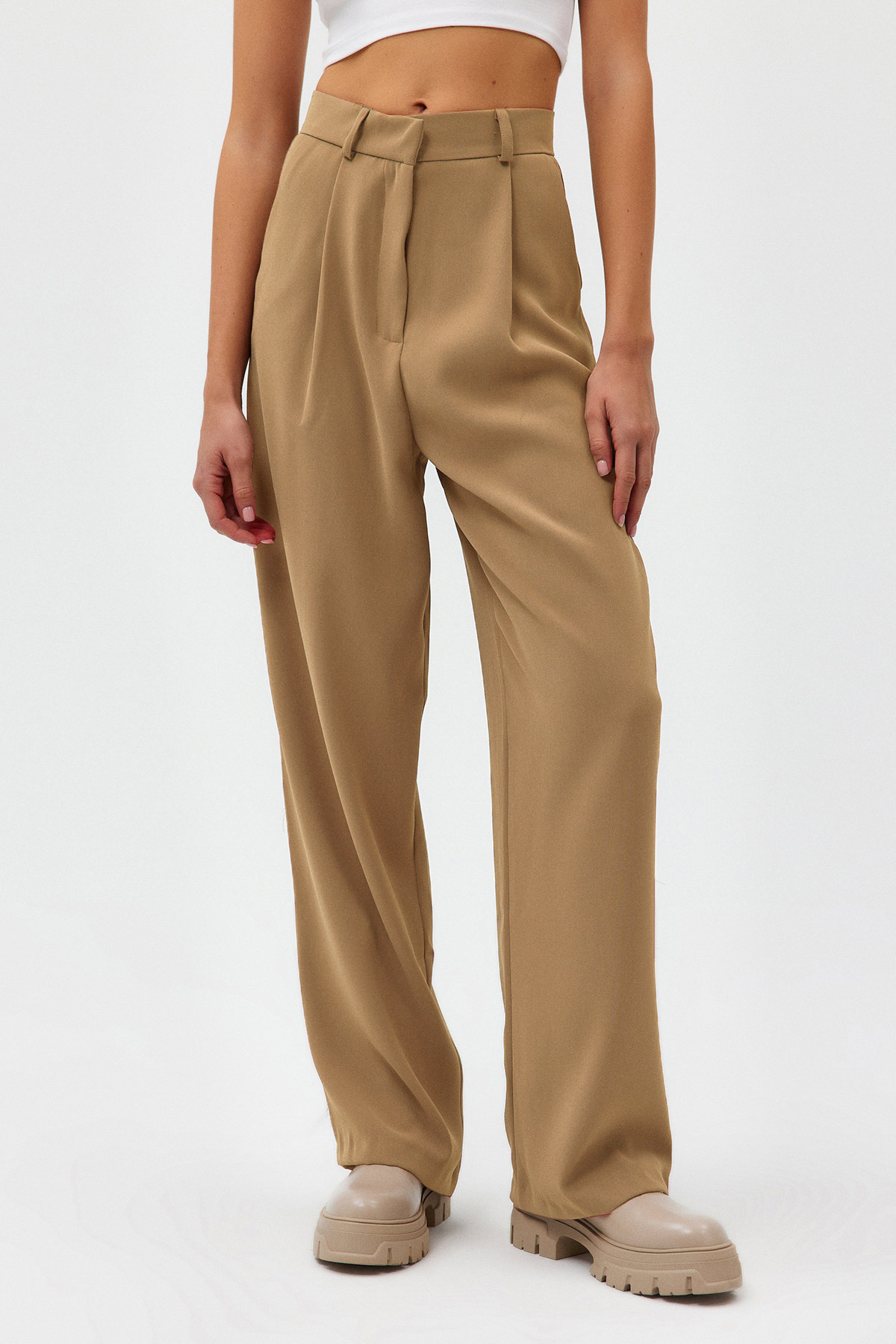 Premium Lowry Wide Leg Palazzo Dokuma Pantolon | Açelya Okçu 