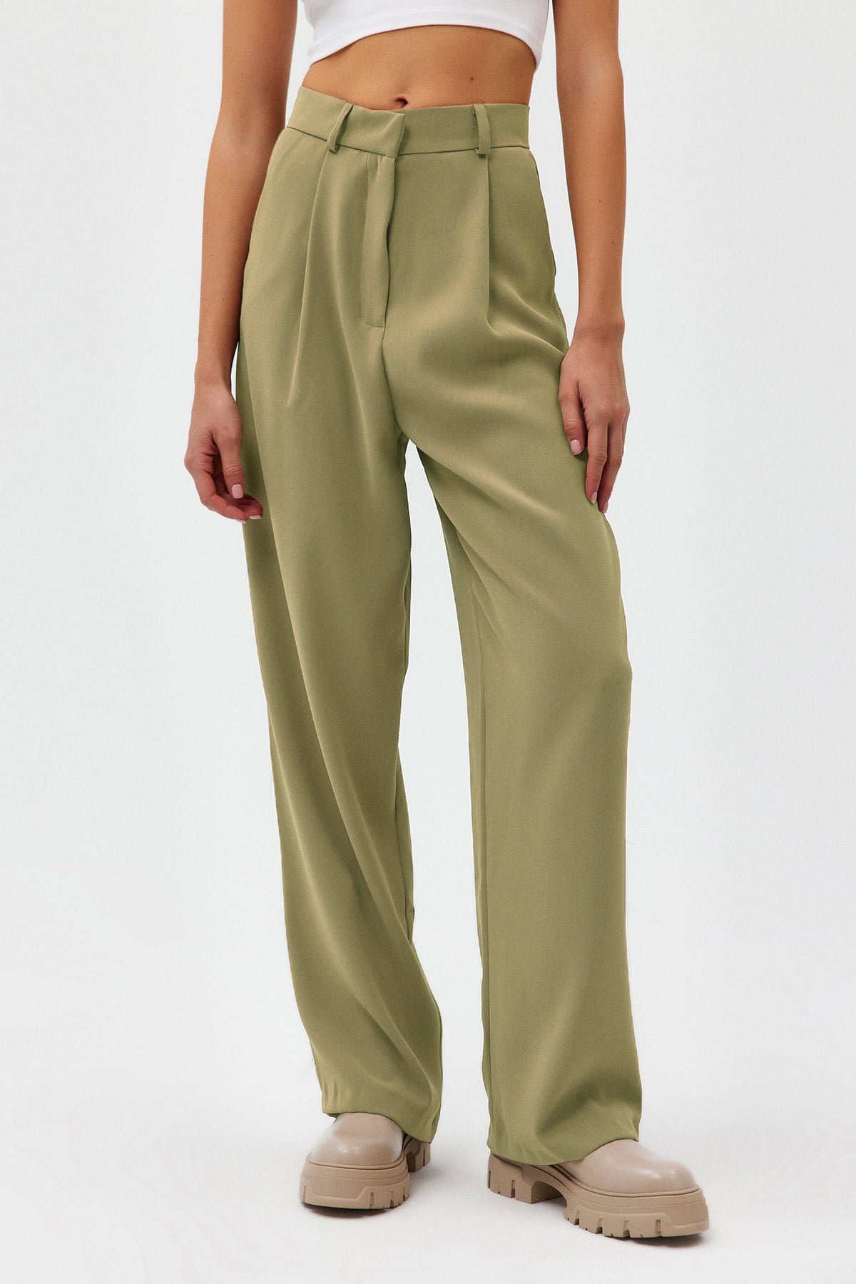 Premium Lowry Wide Leg Palazzo Dokuma Pantolon | Açelya Okçu 