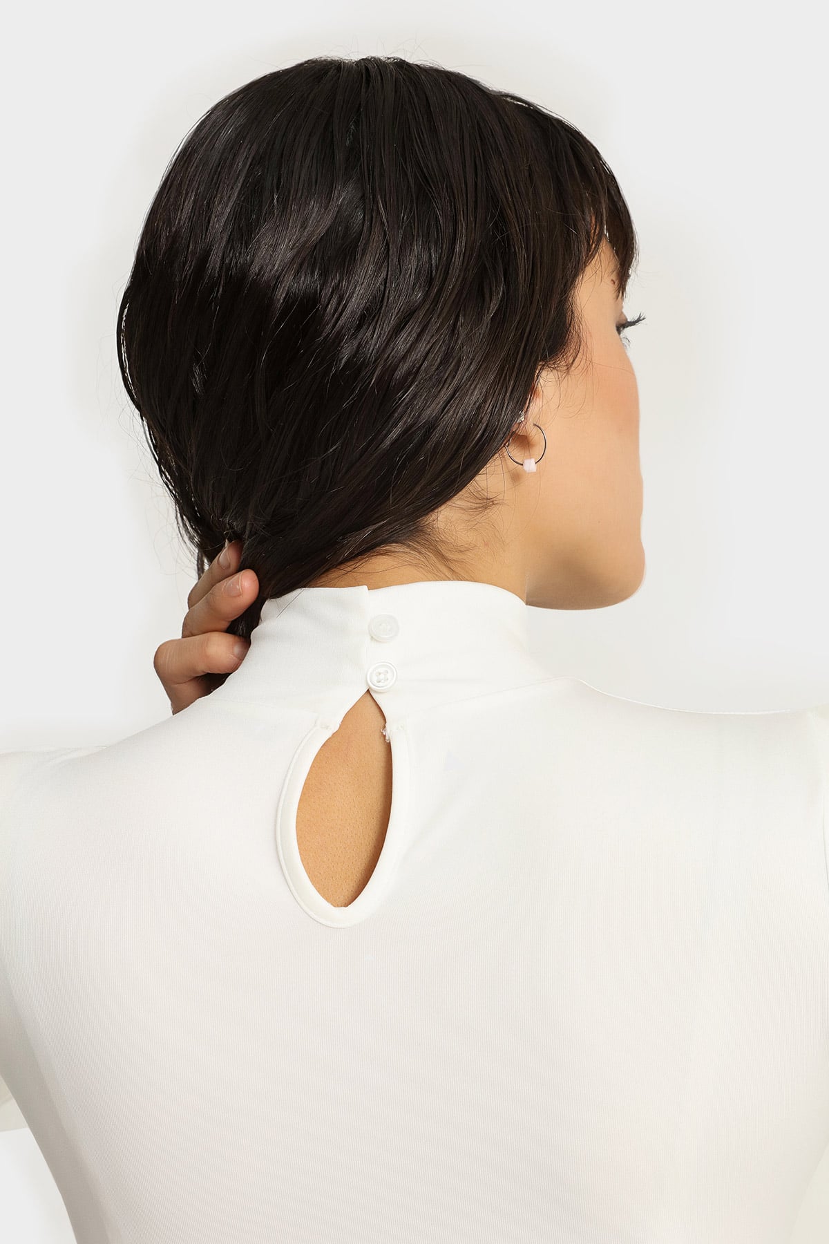  Yarım Balıkçı Dik Yaka Altı Çıt Çıtlı Bodysuit Bluz |  