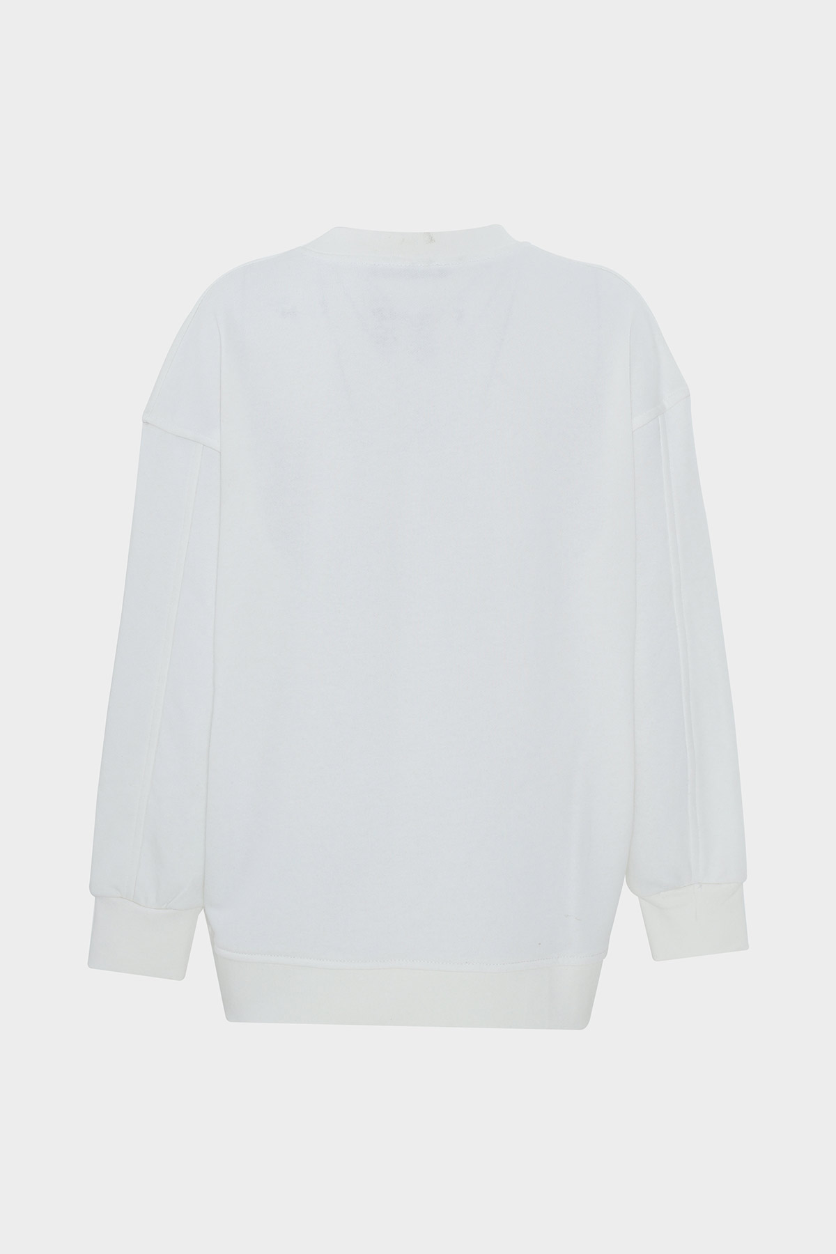 Baskılı Oversize Kalın İçi Polarlı Örme Sweatshirt | Açelya Okçu 