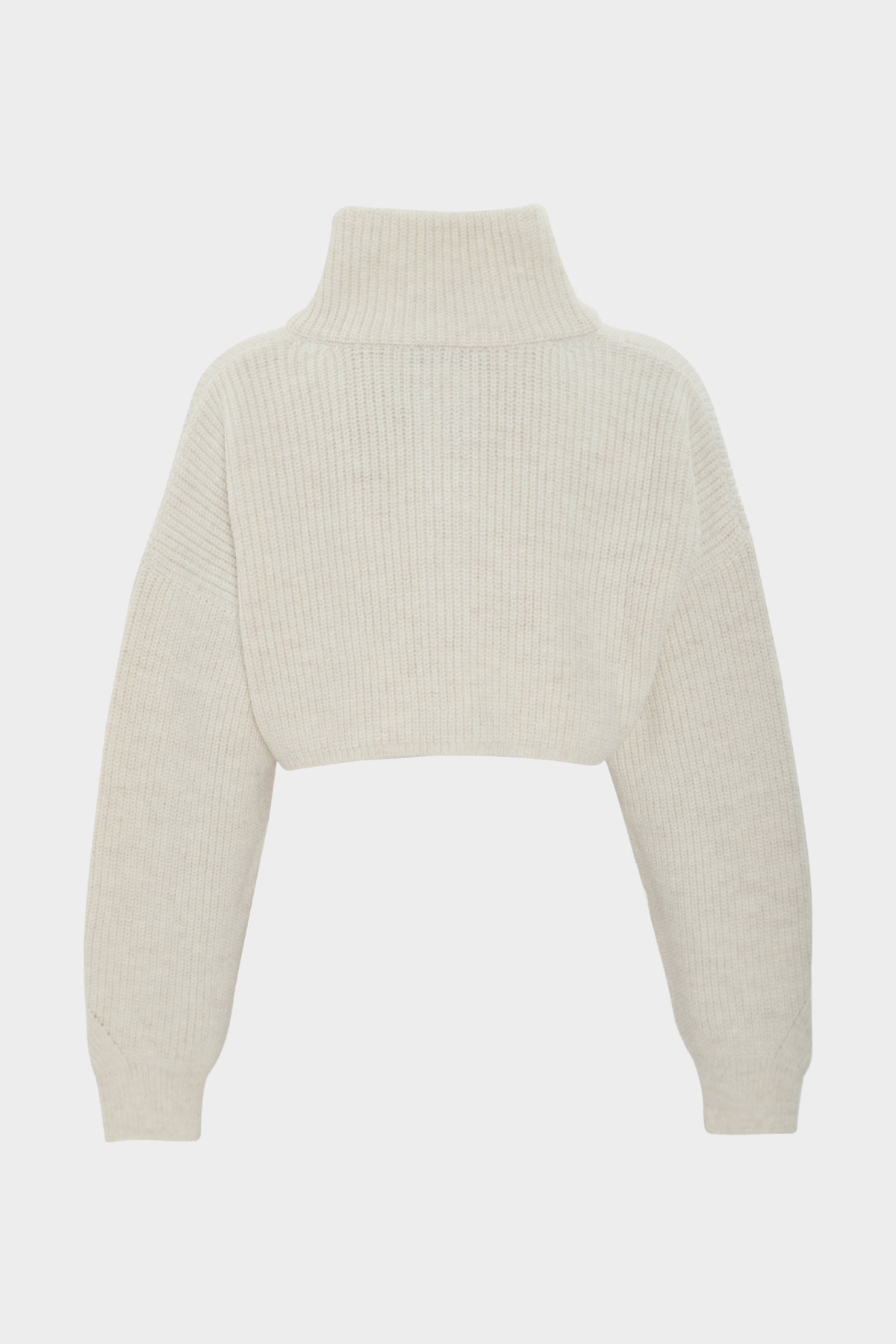 Premium Crop Dik Yaka Oversize Selanik Triko Kazak | Açelya Okçu 