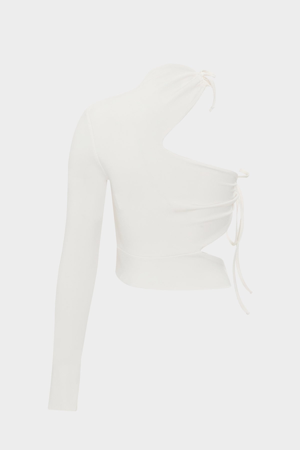 Cut Out Tek Kol Tactel Bağlamalı Crop Bluz | Açelya Okçu 