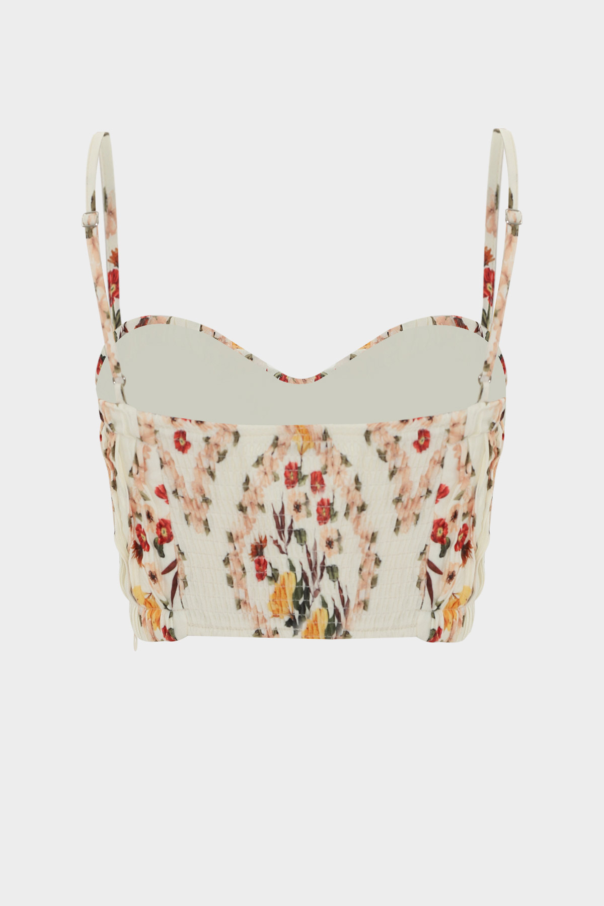 Askılı Gipeli Desenli Crop Bluz | Açelya Okçu 
