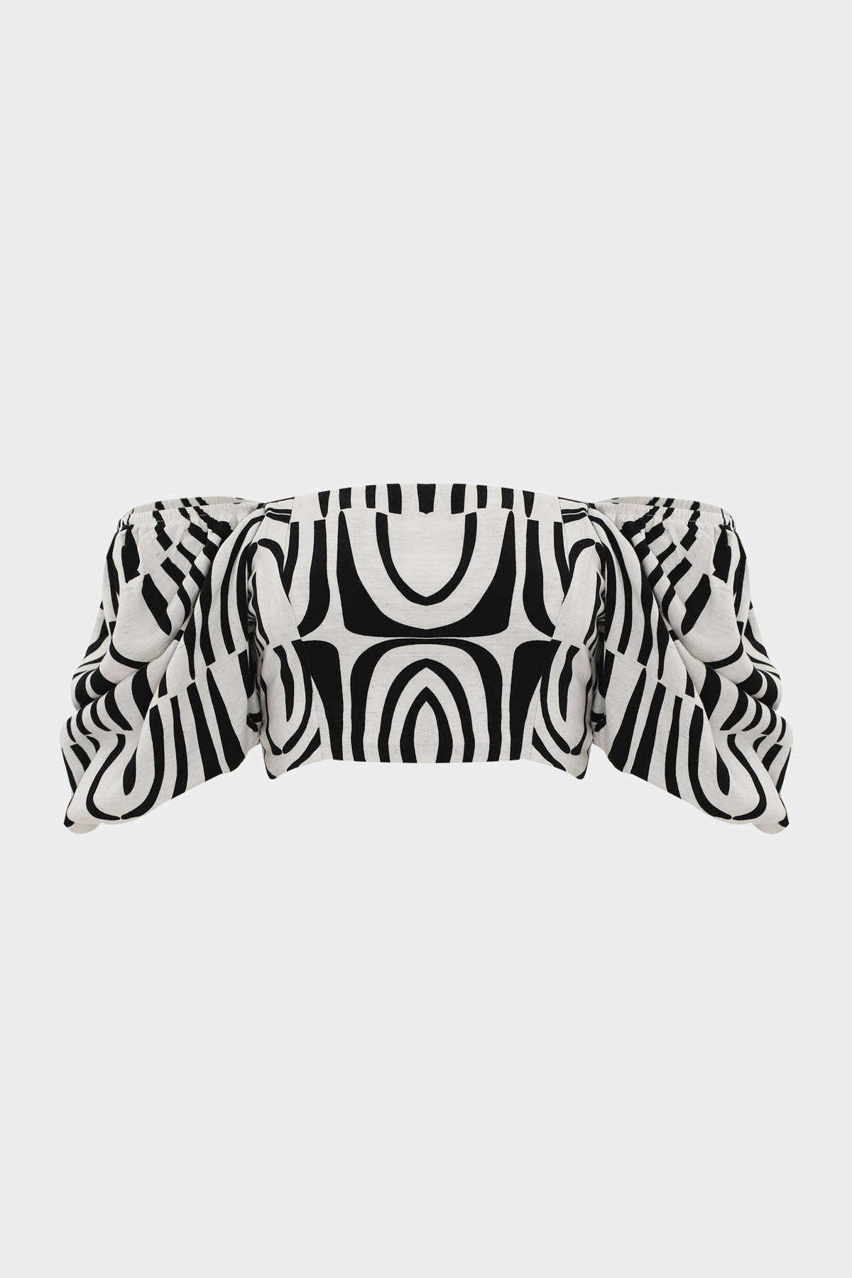 Naturel Cut Out Desenli Keten Crop Bluz | Açelya Okçu 