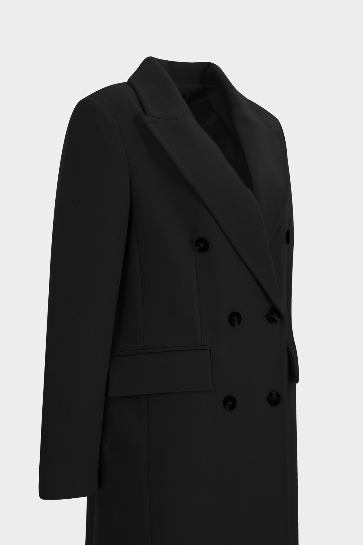 Premium Klapalı Kruvaze Slim Fit Maksi Kadın Yün Kaban |  