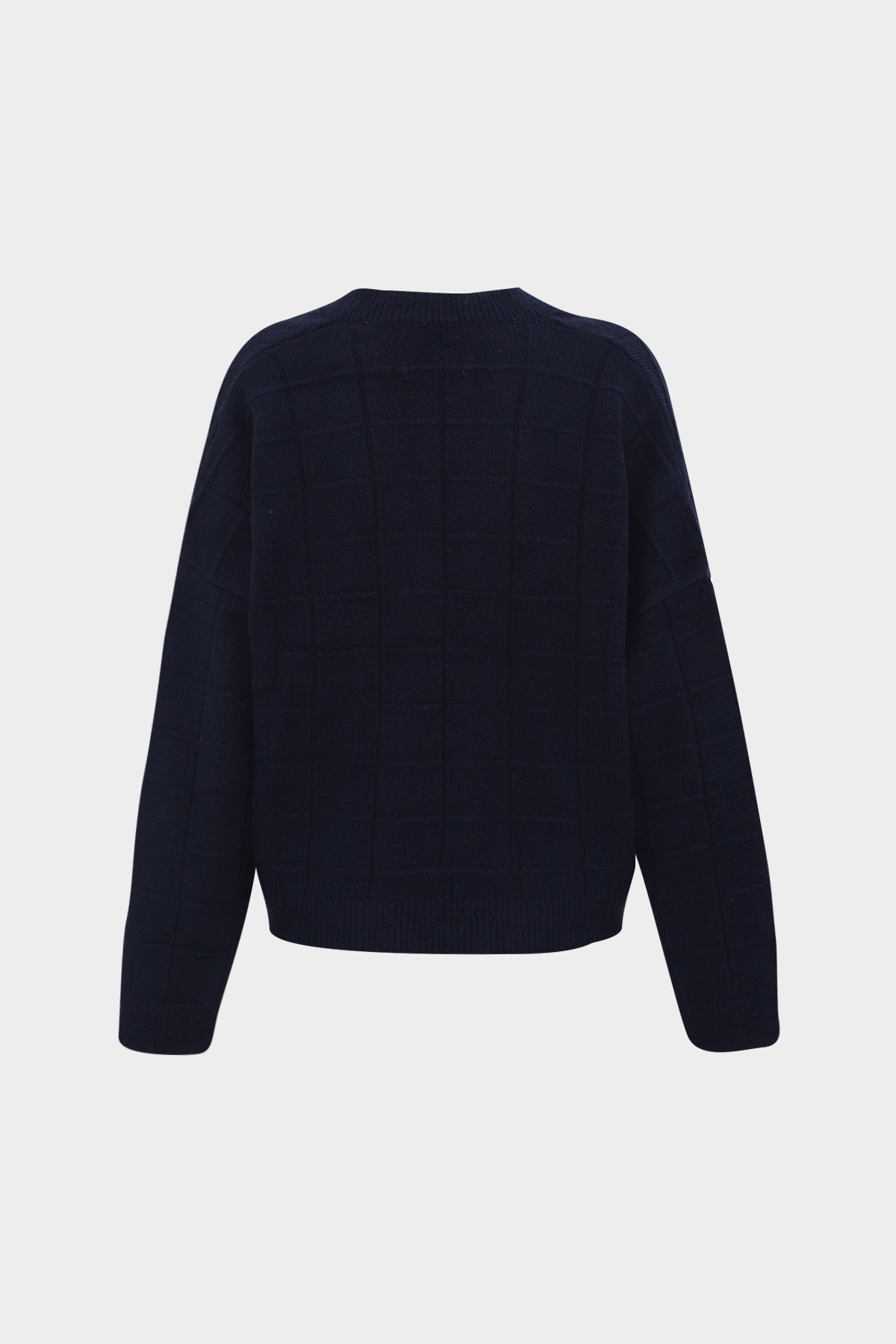 Oversize Geometrik Desenli V Yaka Kadın Triko Kazak | Açelya Okçu 