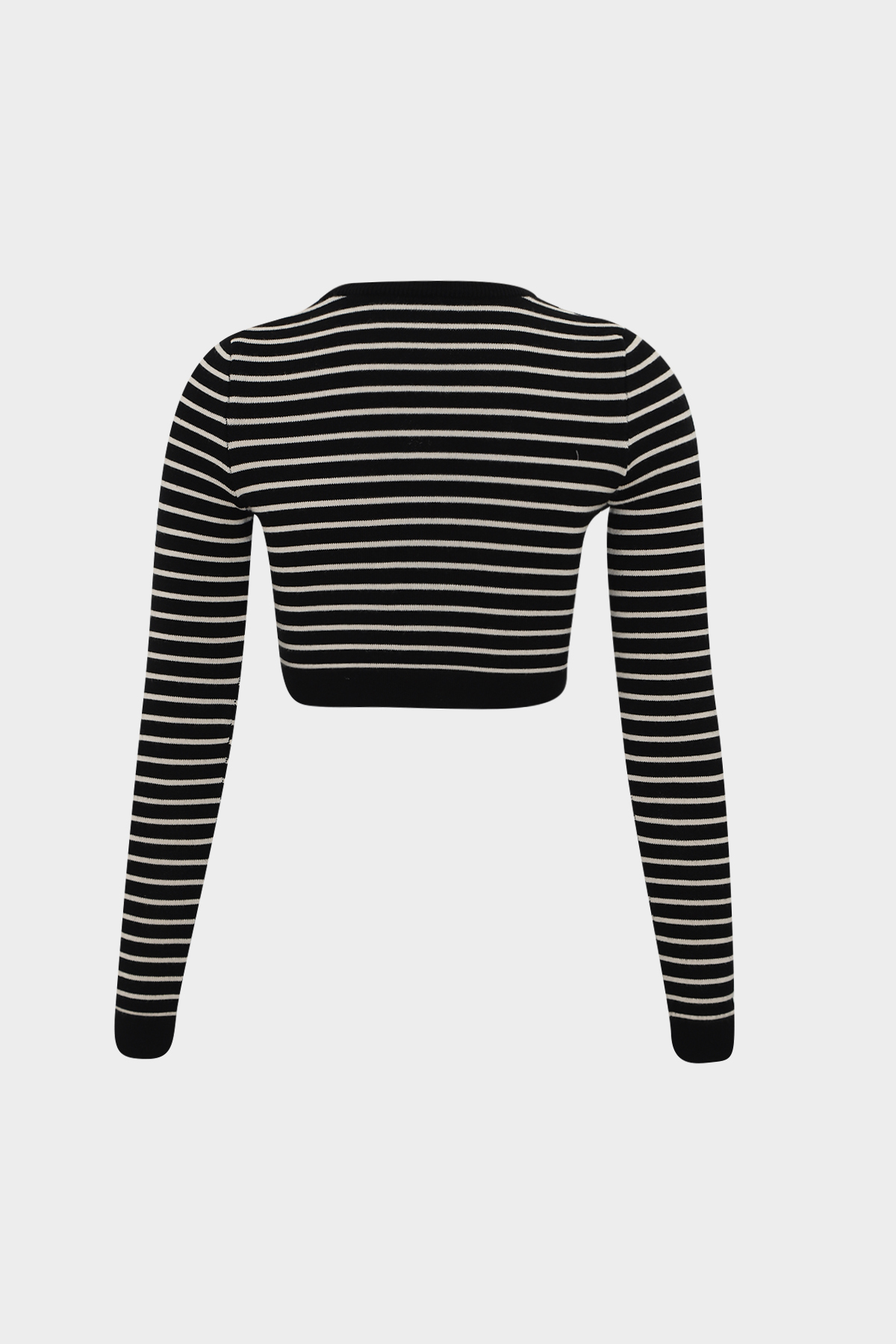 Bisiklet Yaka Çizgili Slim Fit Kadın Crop Triko Kazak | Açelya Okçu 