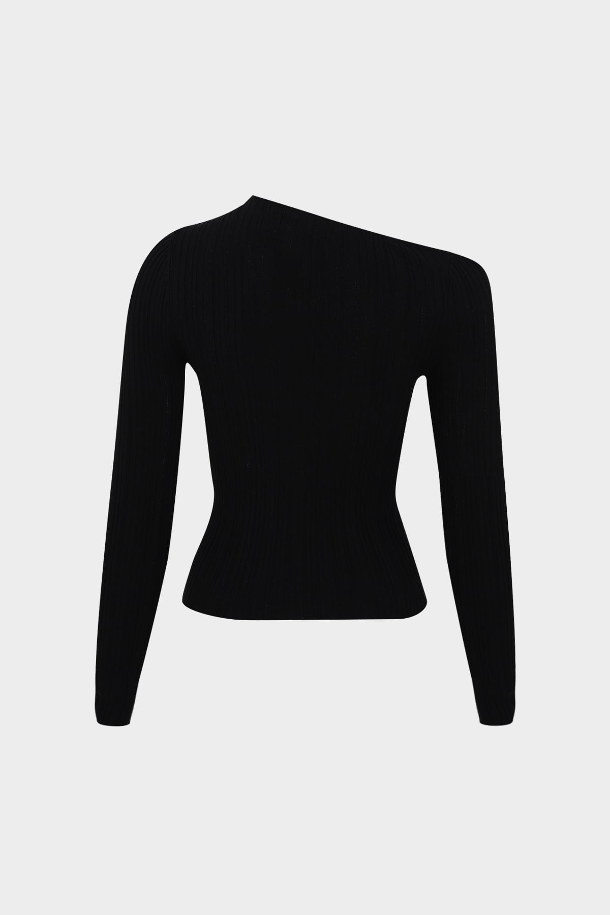 Asimetrik Yaka Detaylı Slim Fit Kadın Kısa Triko Kazak |  